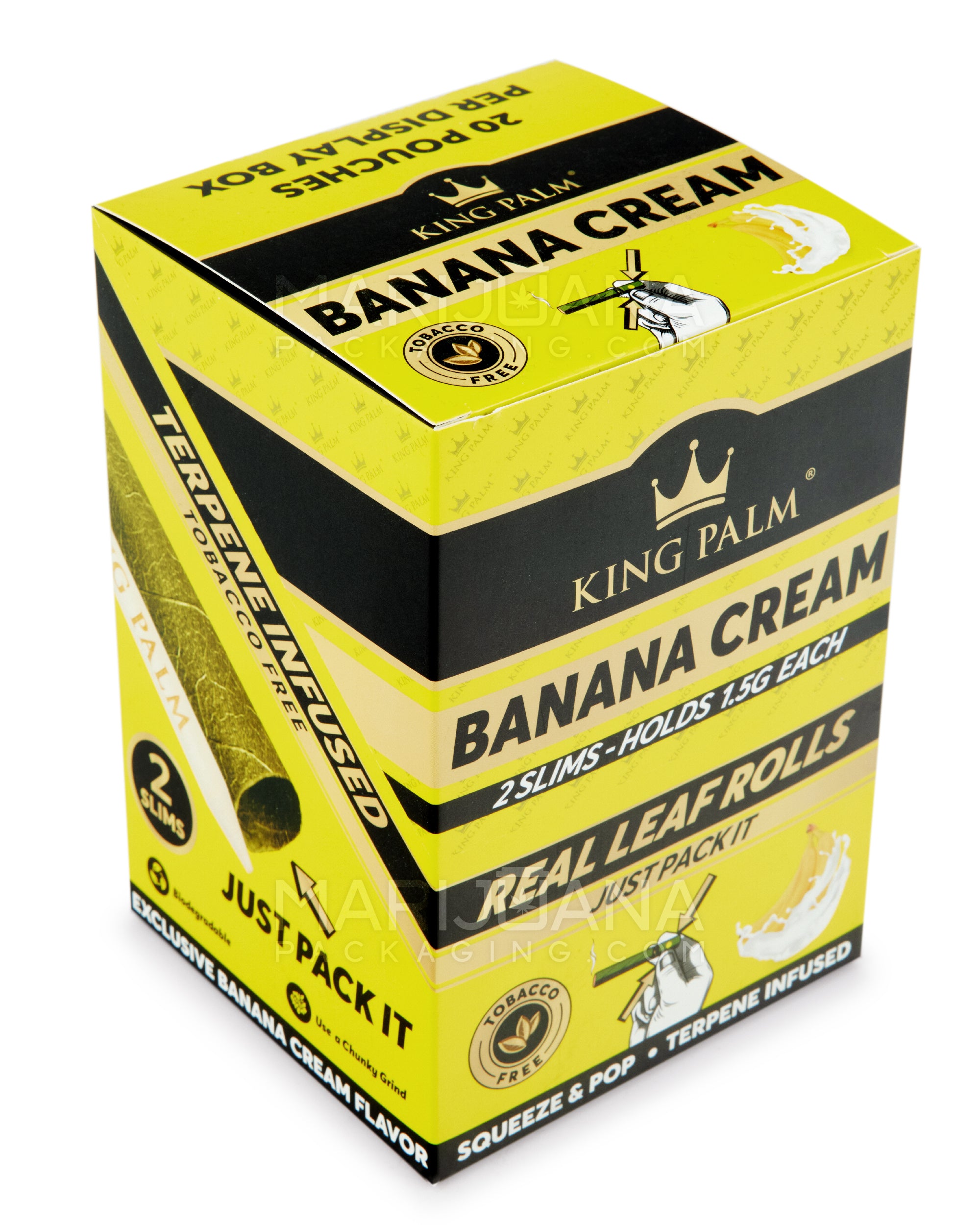 KING PALM | 'Retail Display' Natural Leaf Slim Rolls Blunt Wraps | 100mm - Banana Cream - 20 Count - 2