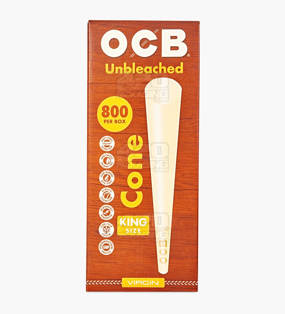 109mm OCB Virgin King Size Cones - 26mm Filter (1.3 Grams) 800/Box - 4
