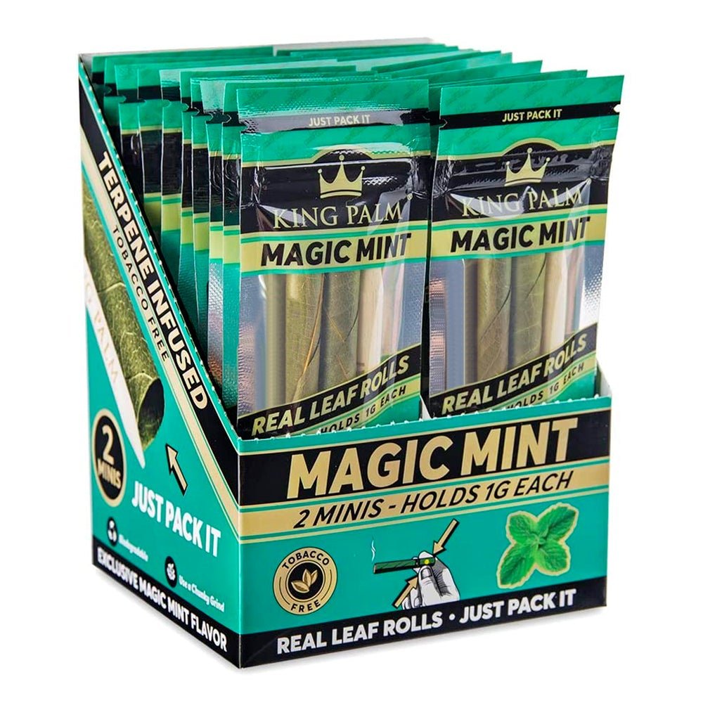 KING PALM | 'Retail Display' Natural Leaf Mini Rolls Blunt Wraps | 85mm - Magic Mint - 20 Count - 1
