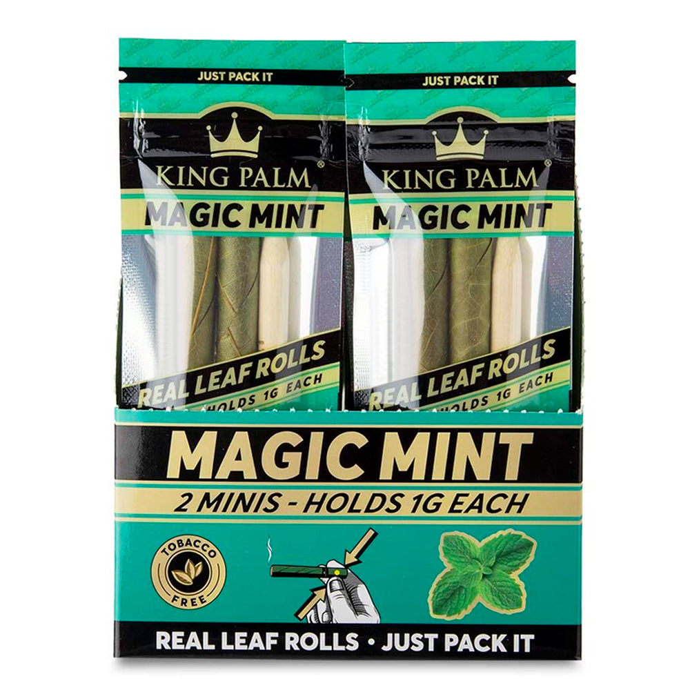 KING PALM | 'Retail Display' Natural Leaf Mini Rolls Blunt Wraps | 85mm - Magic Mint - 20 Count - 2