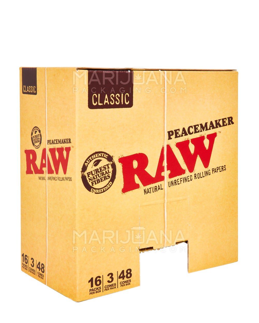 RAW | 'Retail Display' Peacemaker Pre-Rolled Cones | 140mm - Unbleached Paper - 16 Count - 2