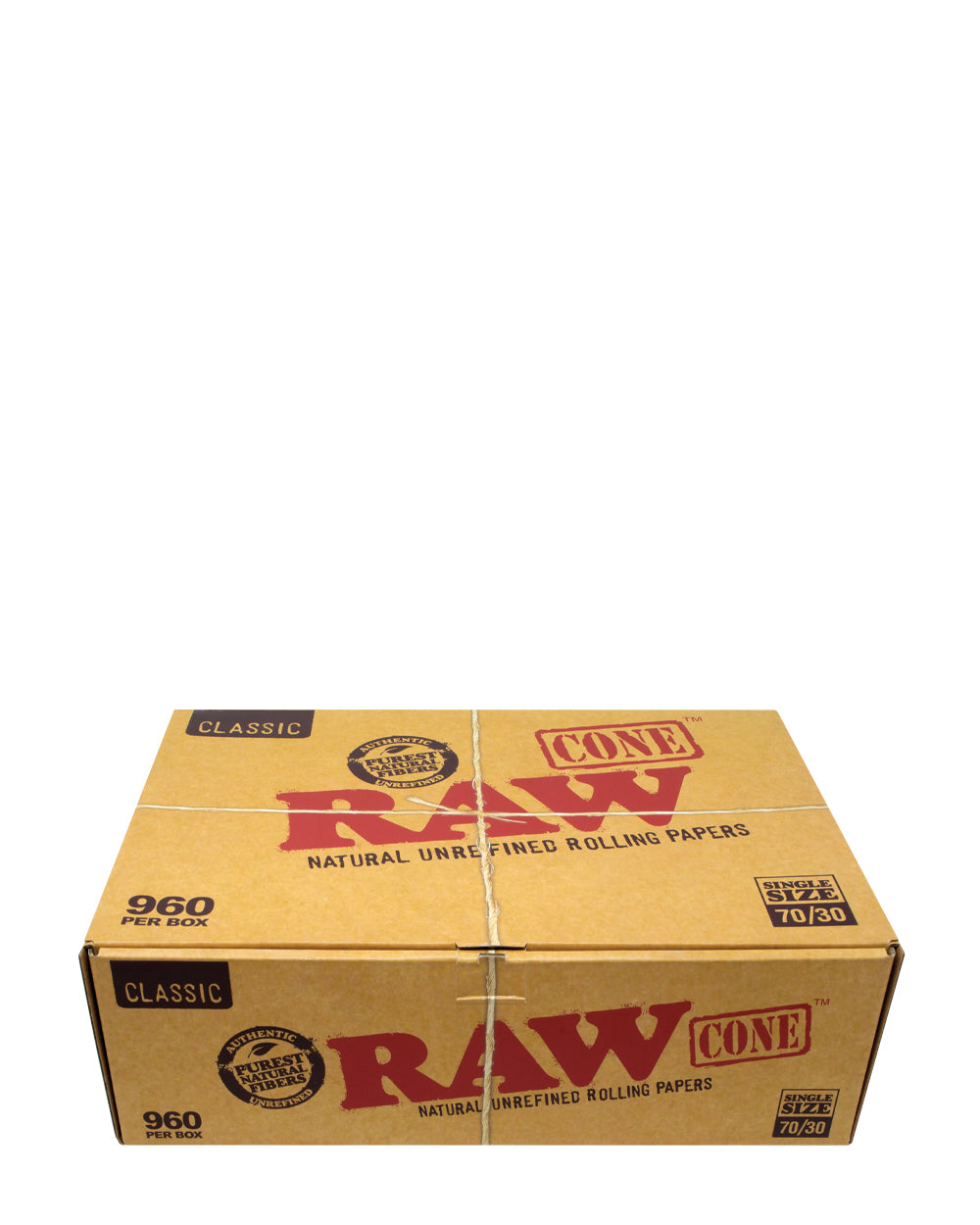 RAW | Classic Single Size Pre-Rolled Cones | 70mm - Unbleached Paper - 960 Count - 2