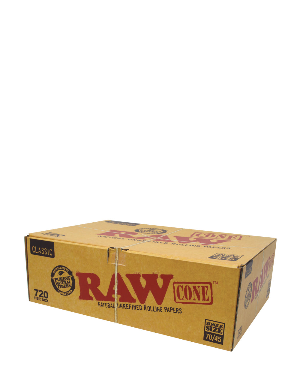 RAW | Classic Single Size Pre-Rolled Cones | 70mm - Unbleached Paper - 720 Count - 1