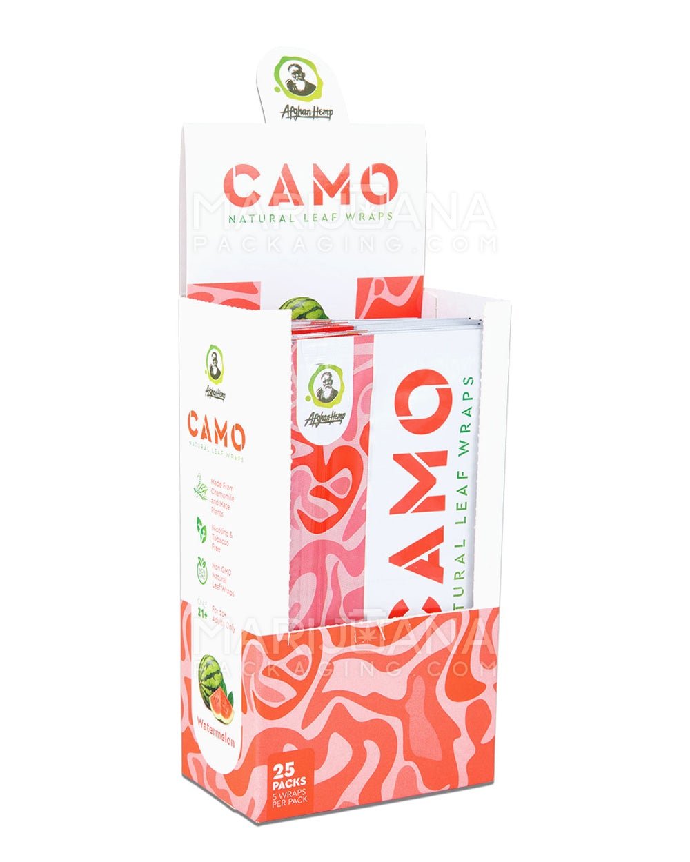 CAMO | 'Retail Display' Natural Leaf Resealable Pouch Blunt Wraps | 109mm - Watermelon - 25 Count - 2