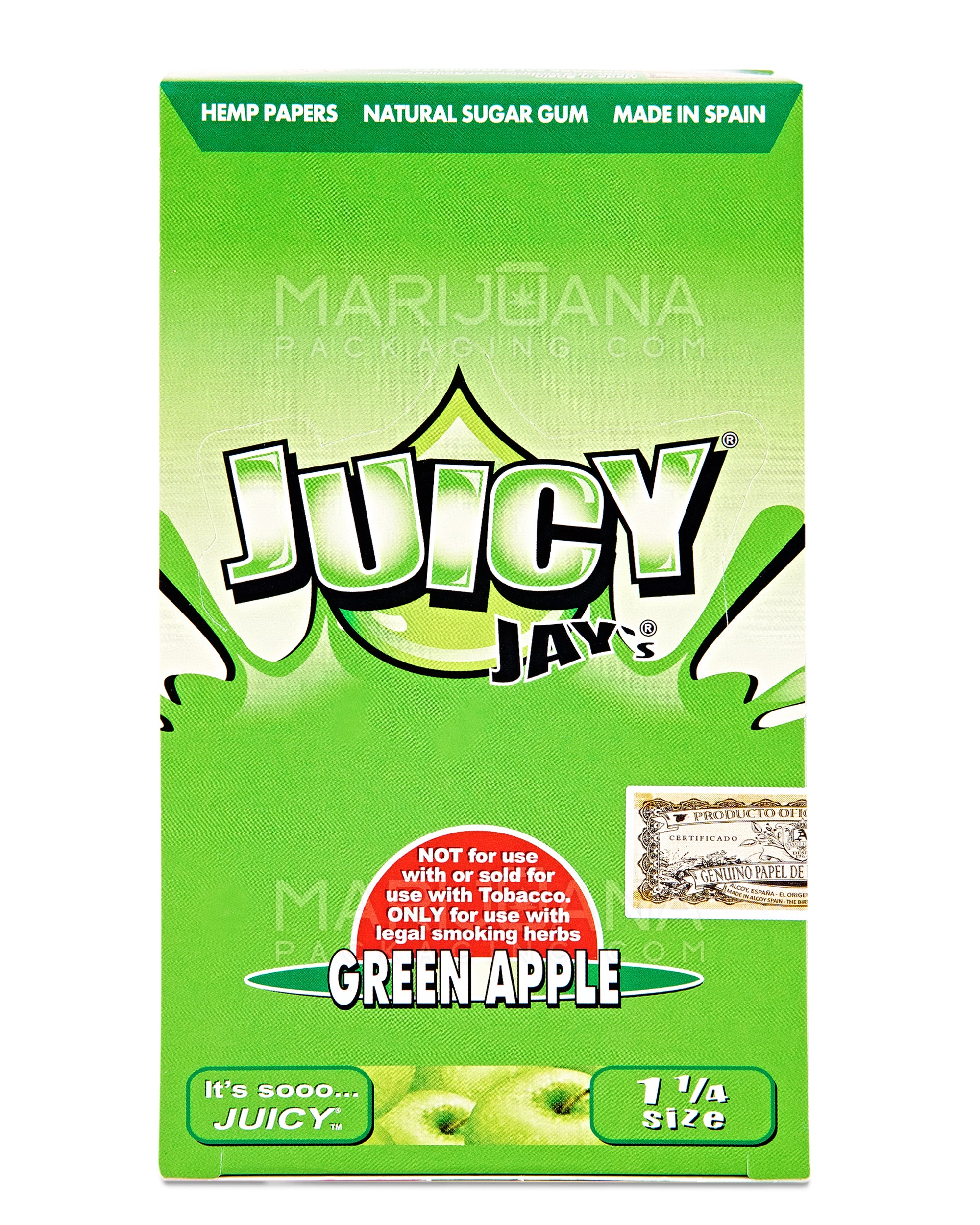 JUICY JAY'S | 'Retail Display' 1 1/4 Size Hemp Rolling Papers | 76mm - Green Apple - 24 Count - 4