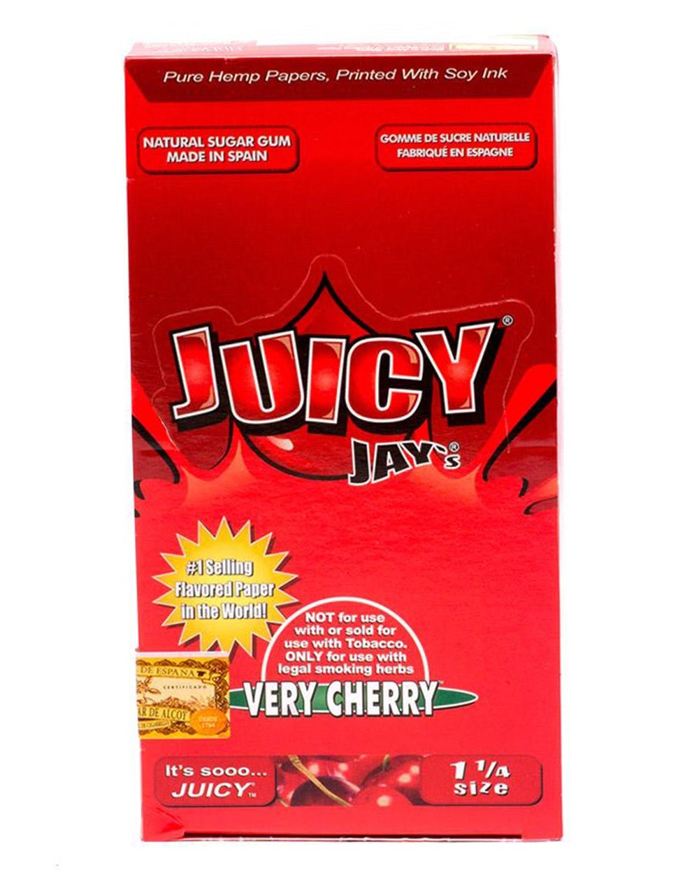 JUICY JAY'S | 'Retail Display' 1 1/4 Size Hemp Rolling Papers | 76mm - Very Cherry - 24 Count - 2