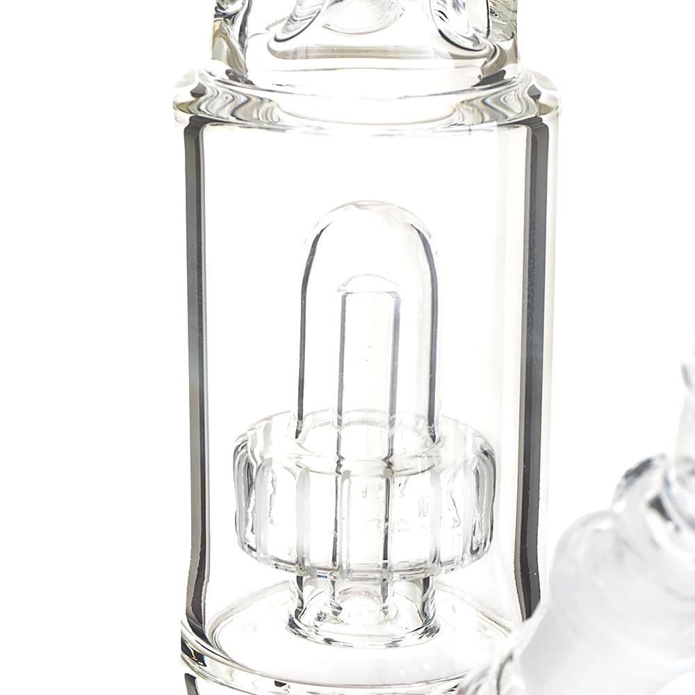 USA Glass | Double Chamber Showerhead Perc Raked Glass Beaker Water Pipe w/ Ice Catcher | 15in Tall - 18mm Bowl  - 5