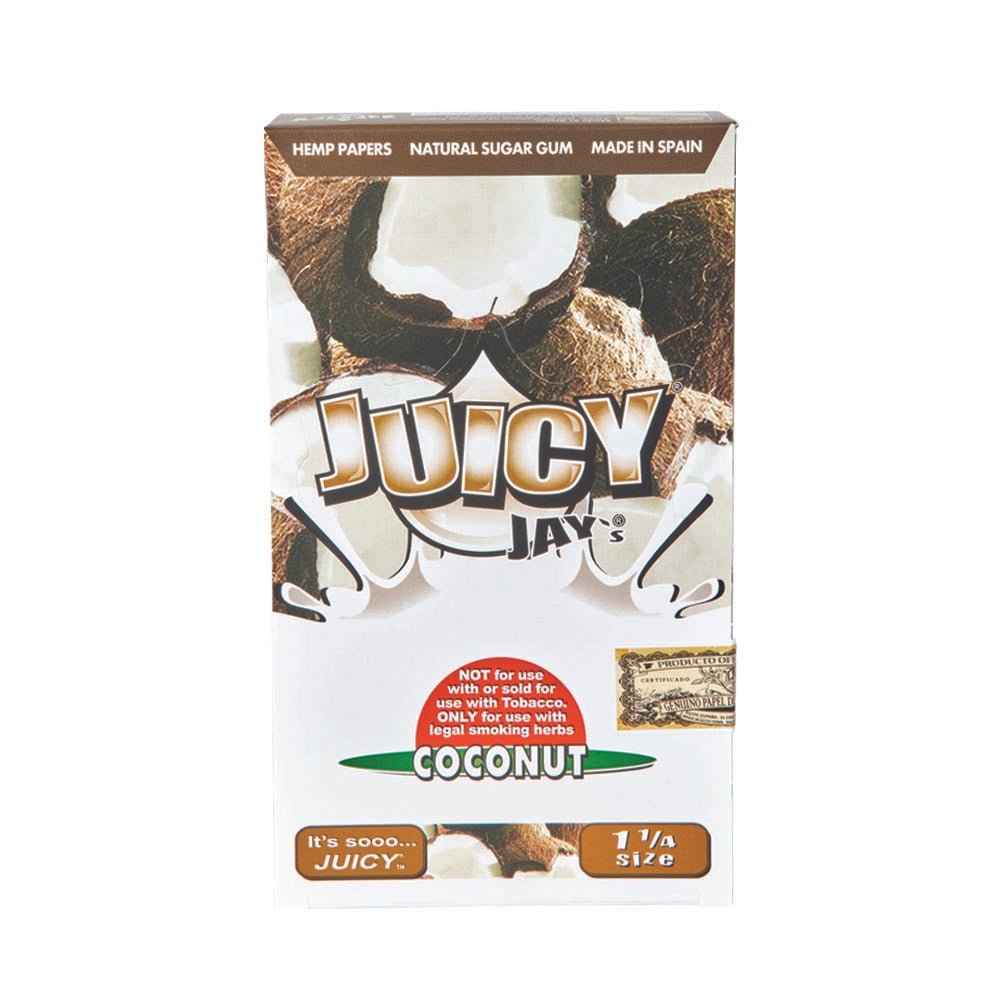 JUICY JAY'S | 'Retail Display' 1 1/4 Size Hemp Rolling Papers | 76mm - Coconut - 24 Count - 2