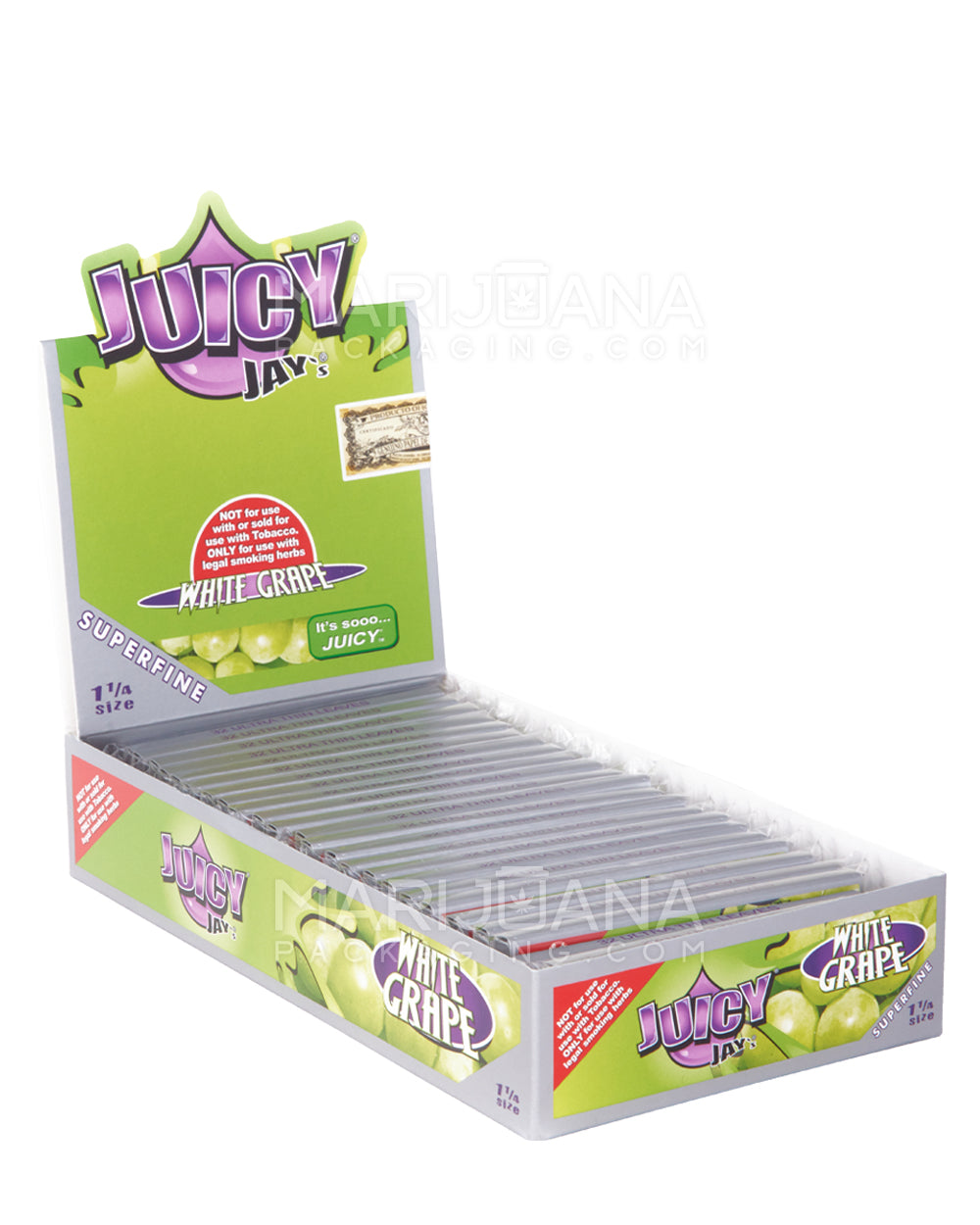 JUICY JAY'S | 'Retail Display' 1 1/4 Size Hemp Rolling Papers | 76mm - White Grape - 24 Count - 1