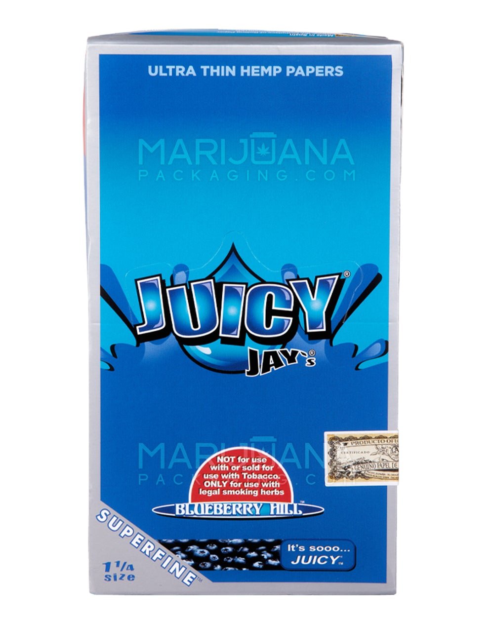 JUICY JAY'S | 'Retail Display' 1 1/4 Size Hemp Rolling Papers | 76mm - Blueberry - 24 Count - 2