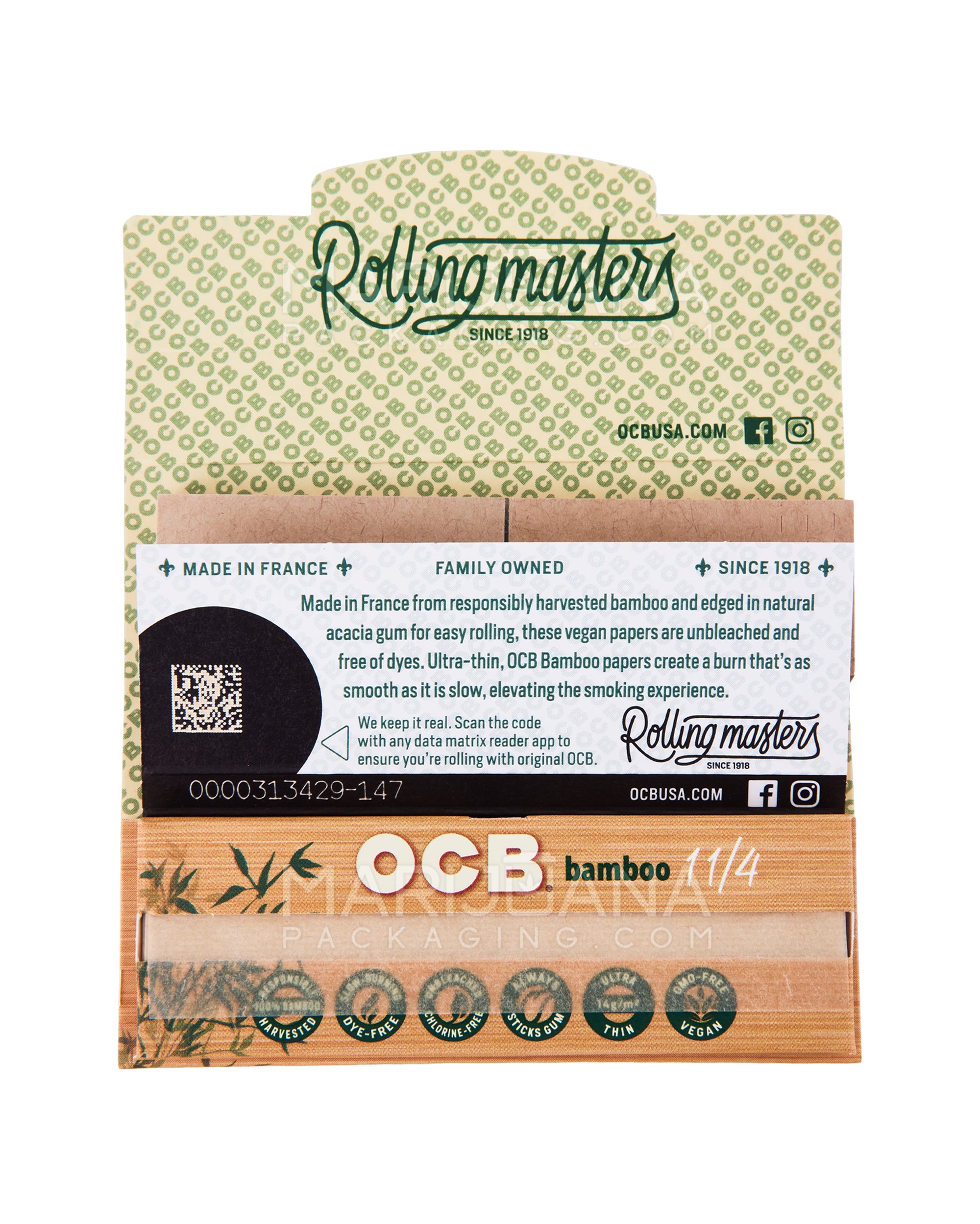 OCB | 'Retail Display' 1 1/4 Size Rolling Papers + Filter Tips | 76mm - Bamboo - 24 Count - 5