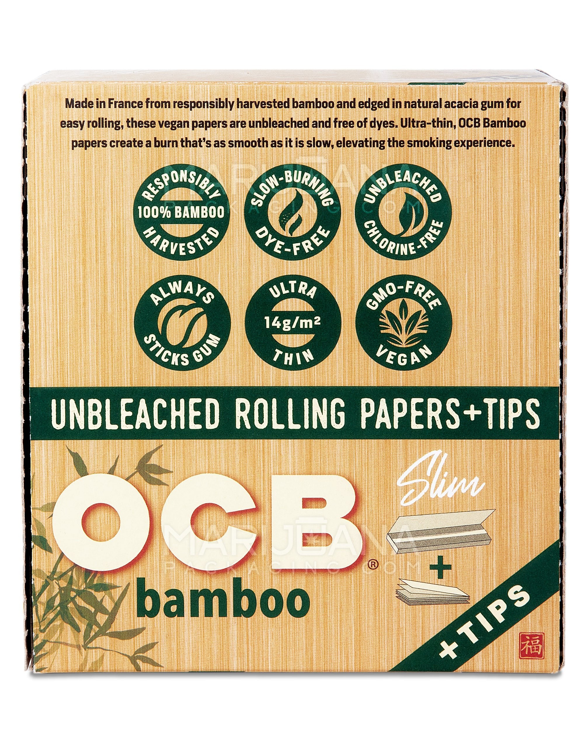 OCB | 'Retail Display' Slim Rolling Papers + Filter Tips | 109mm - Bamboo - 24 Count - 2