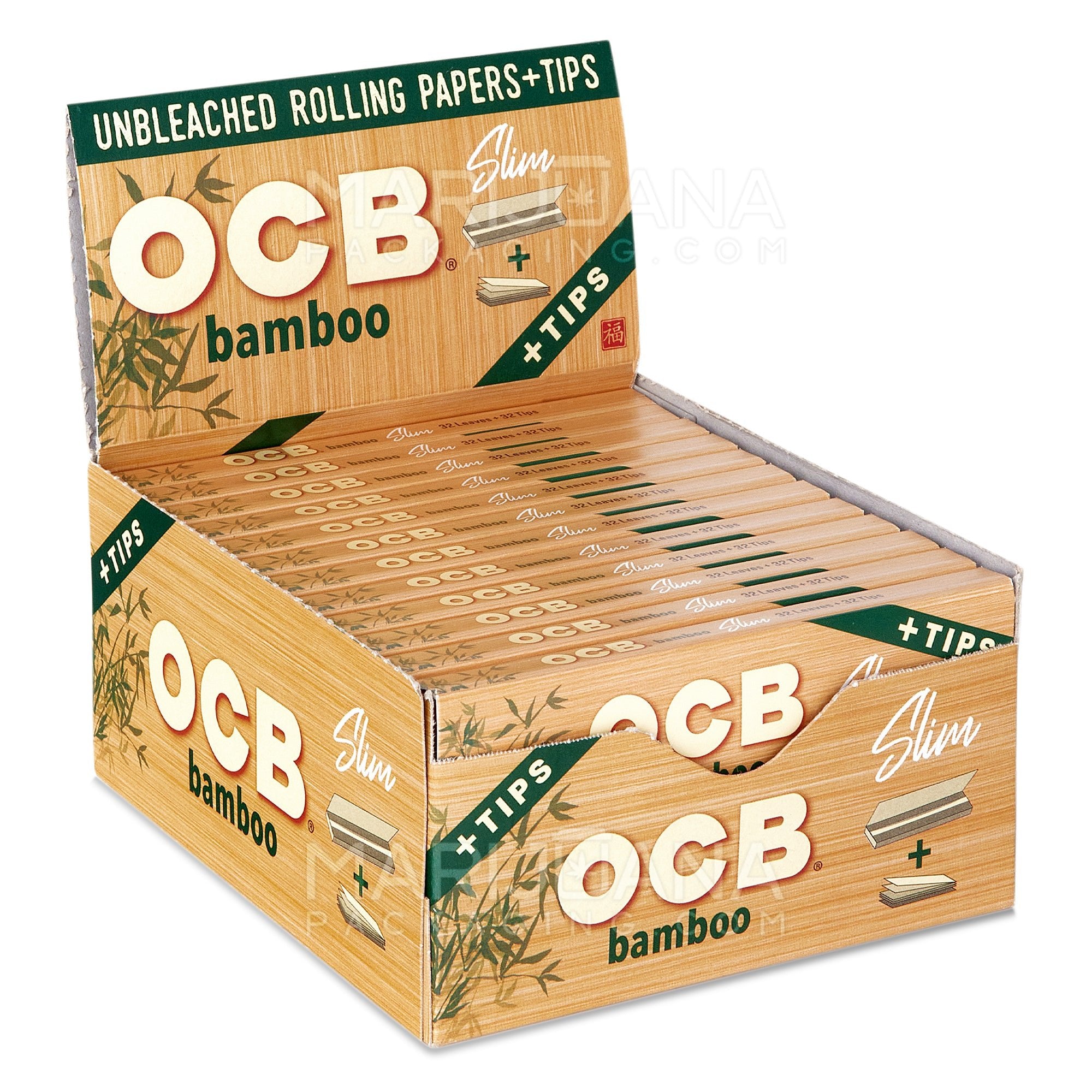 OCB | 'Retail Display' Slim Rolling Papers + Filter Tips | 109mm - Bamboo - 24 Count - 1