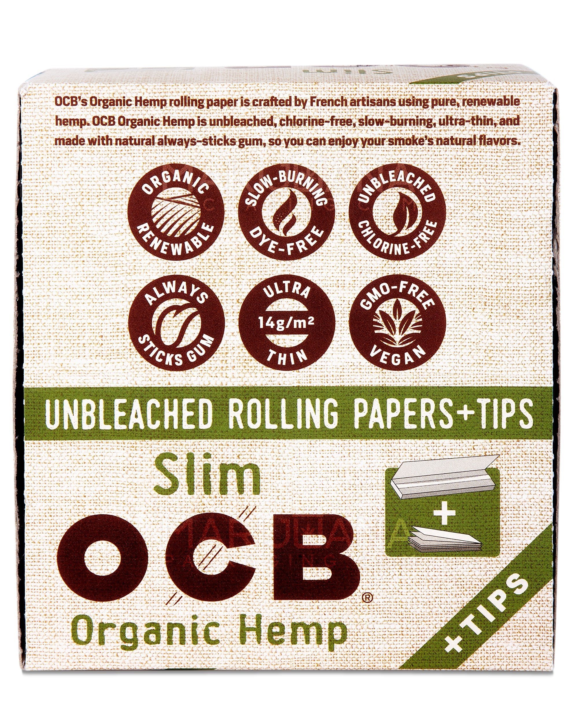 OCB | 'Retail Display' Slim Rolling Papers | 109mm - Organic Hemp - 24 Count - 2