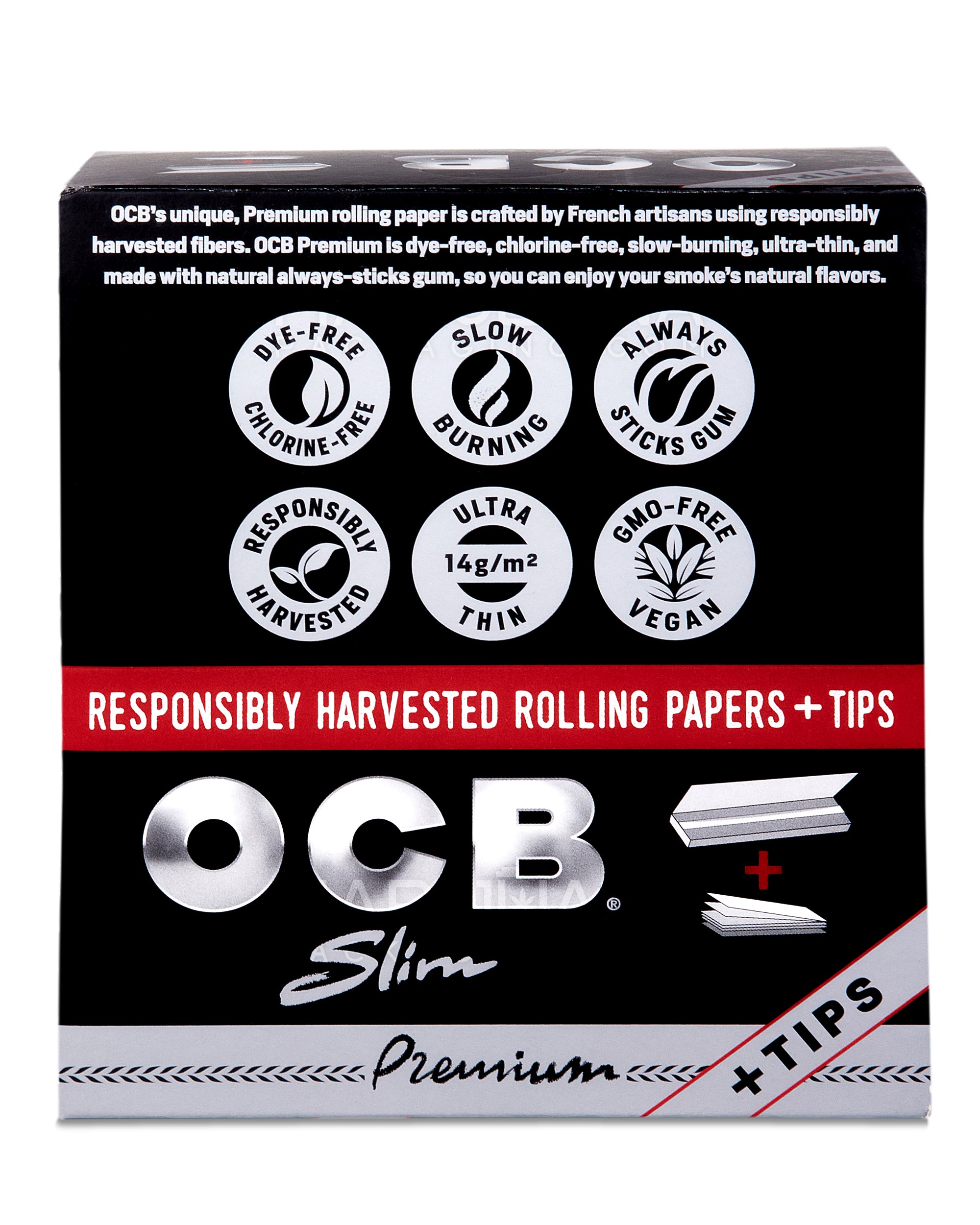OCB | 'Retail Display' Slim Rolling Papers + Filter Tips | 109mm - Premium - 24 Count - 2