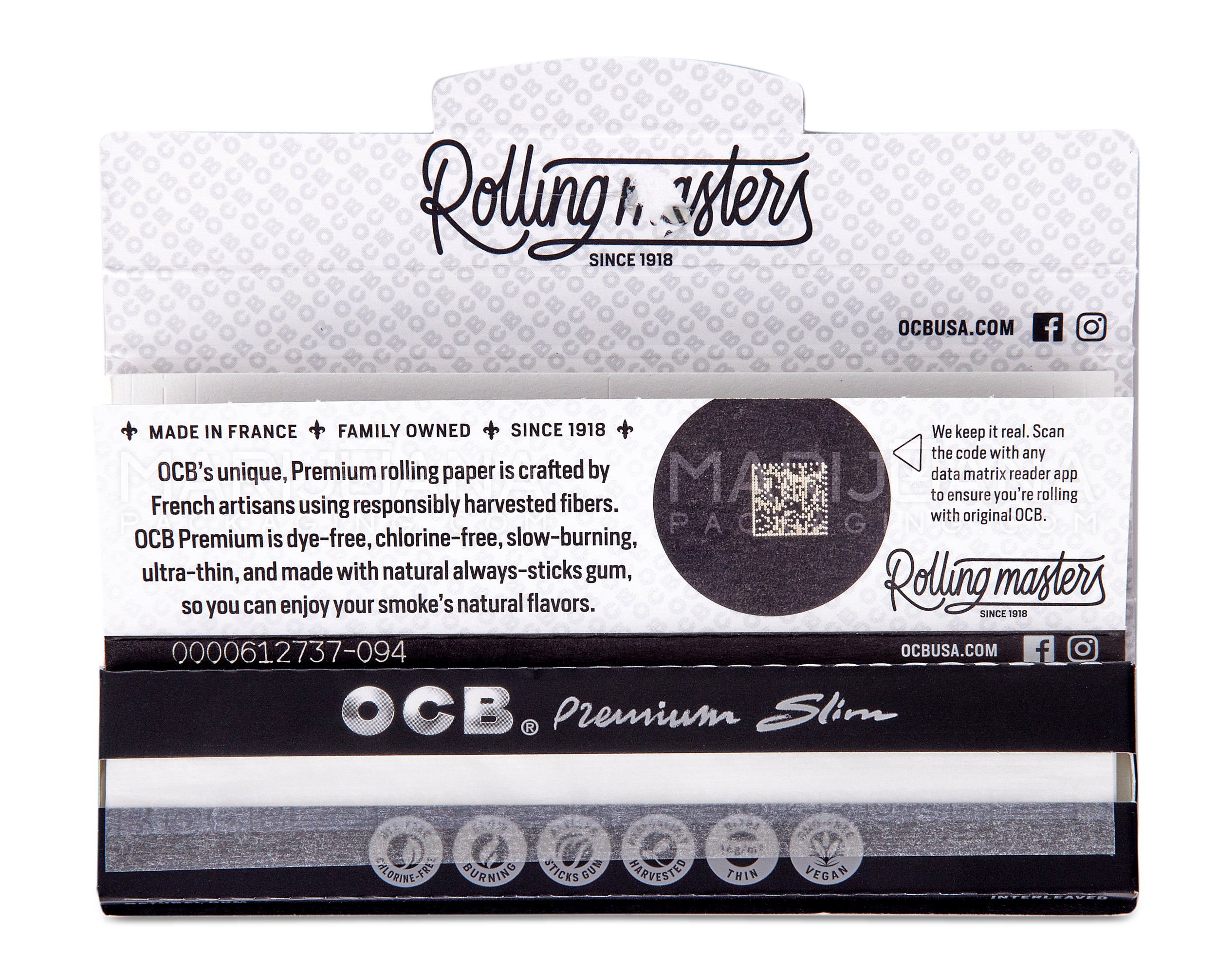 OCB | 'Retail Display' Slim Rolling Papers + Filter Tips | 109mm - Premium - 24 Count - 5