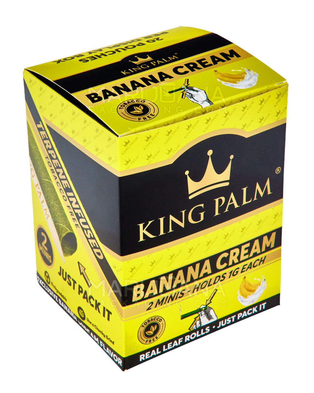 KING PALM | 'Retail Display' Natural Leaf Mini Rolls Blunt Wraps | 85mm - Banana Cream - 20 Count - 2