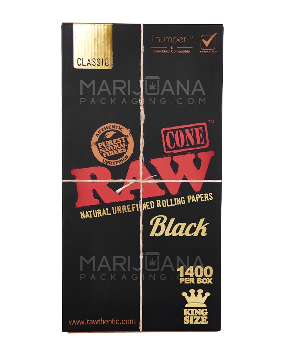 RAW | Black Classic King Size Pre-Rolled Cones | 109mm - Unbleached Paper - 1400 Count - 4