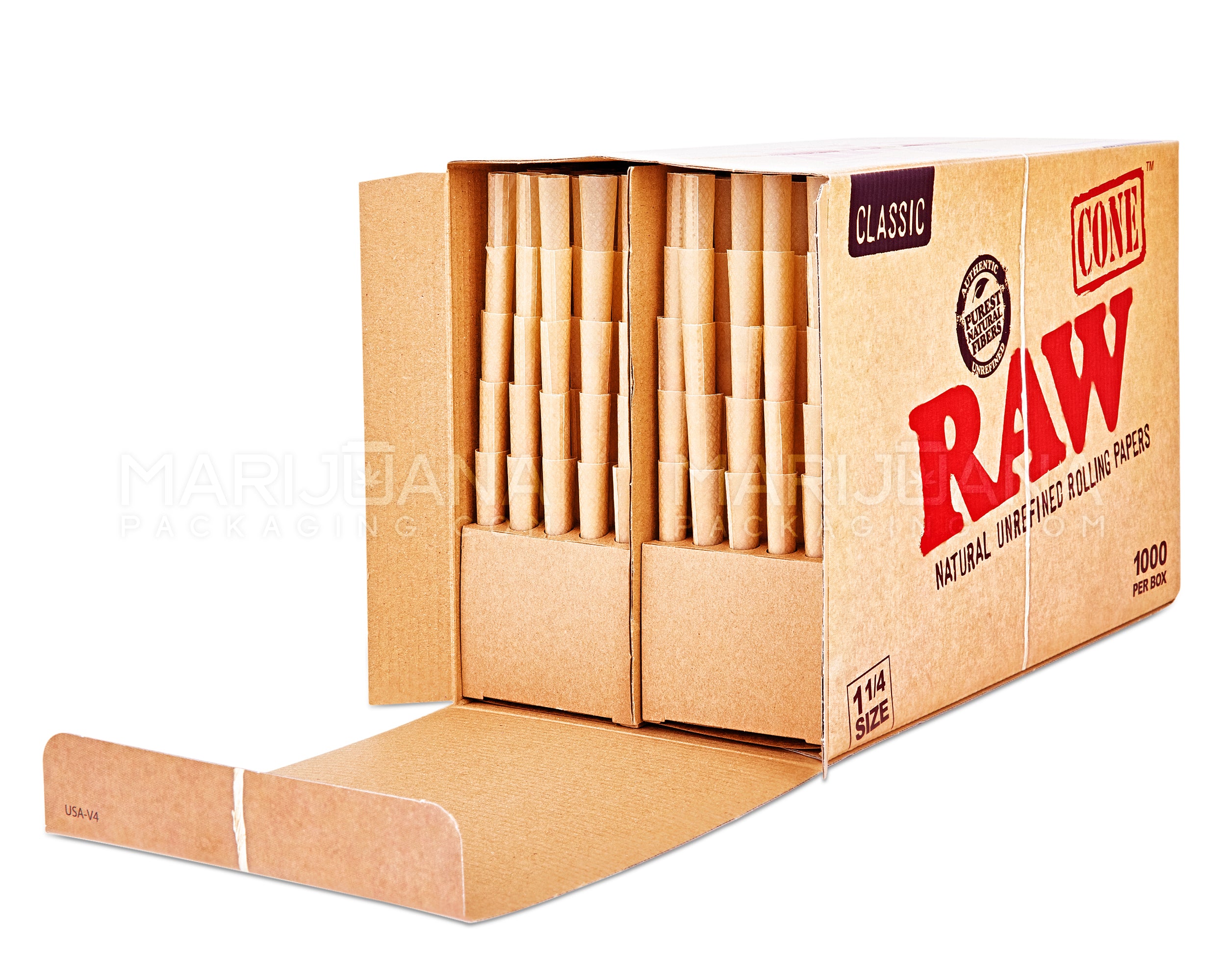 RAW | Classic 1 1/4 Size Pre-Rolled Cones | 84mm - Unbleached Paper - 1000 Count - 3