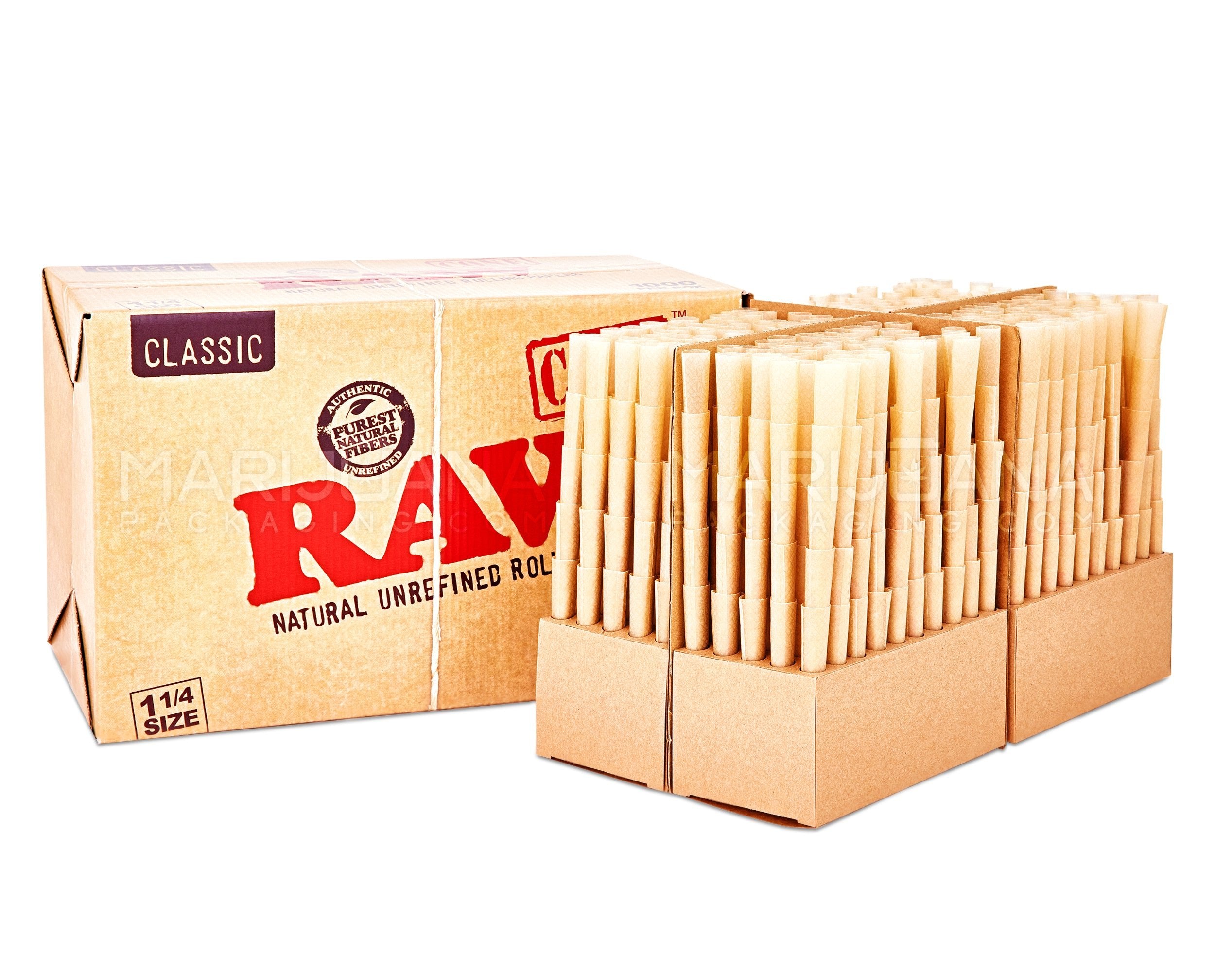 RAW | Classic 1 1/4 Size Pre-Rolled Cones | 84mm - Unbleached Paper - 1000 Count - 2