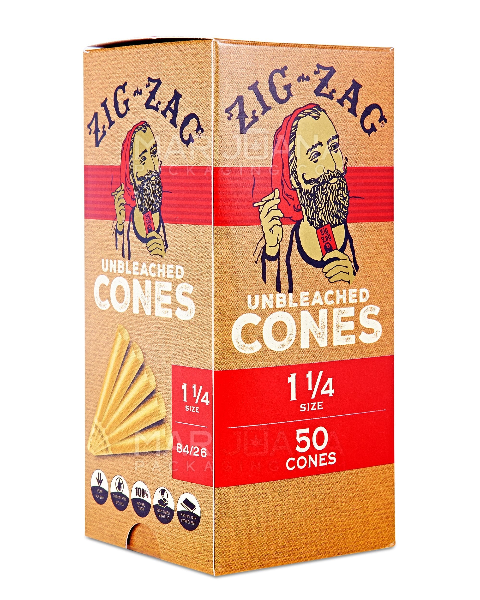 ZIG ZAG | 1 1/4 Size Pre-Rolled Cones | 84mm - Unbleached Paper - 50 Count - 1