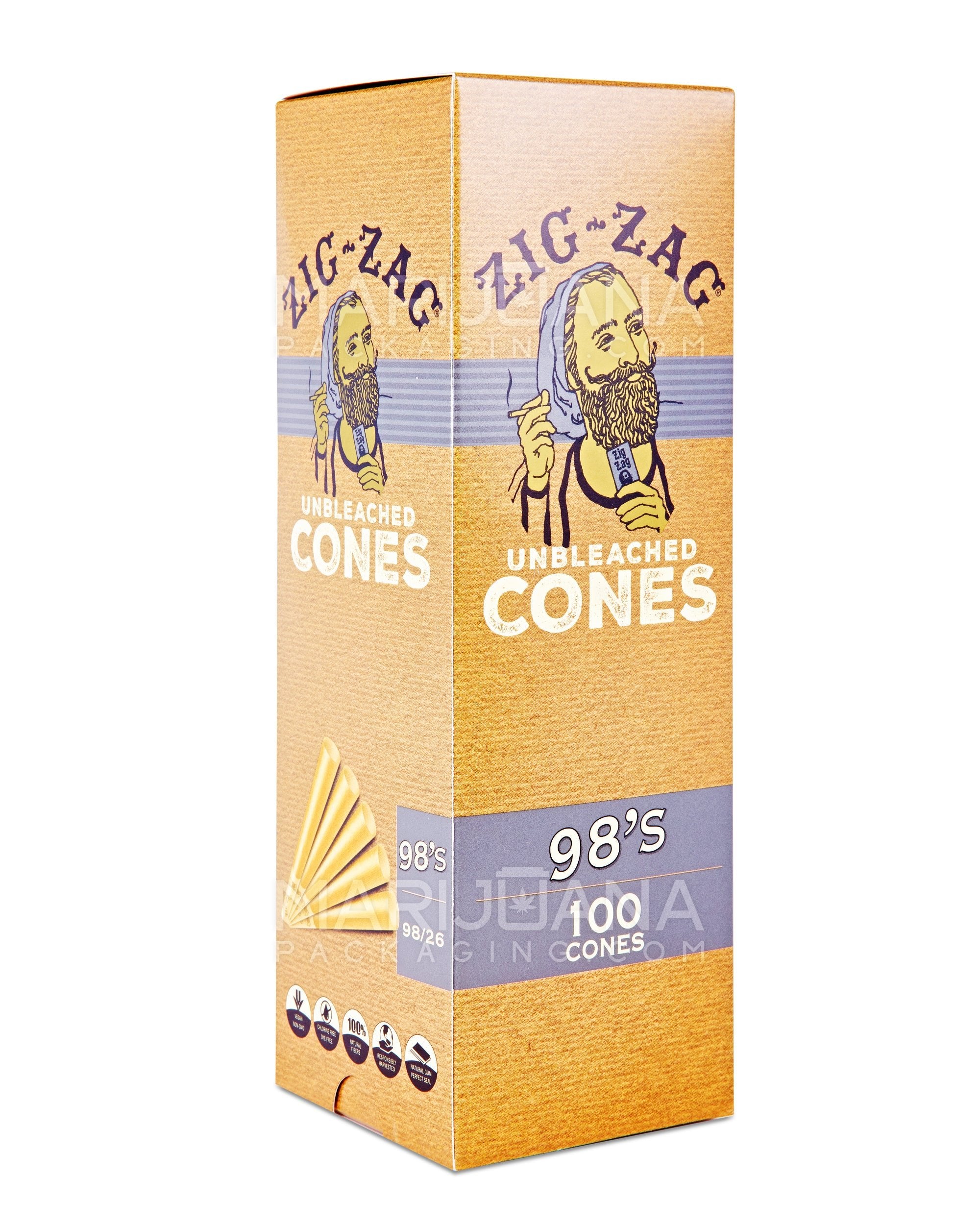 ZIG ZAG | 98 Size Pre-Rolled Cones | 98mm - Unbleached Paper - 100 Count - 1