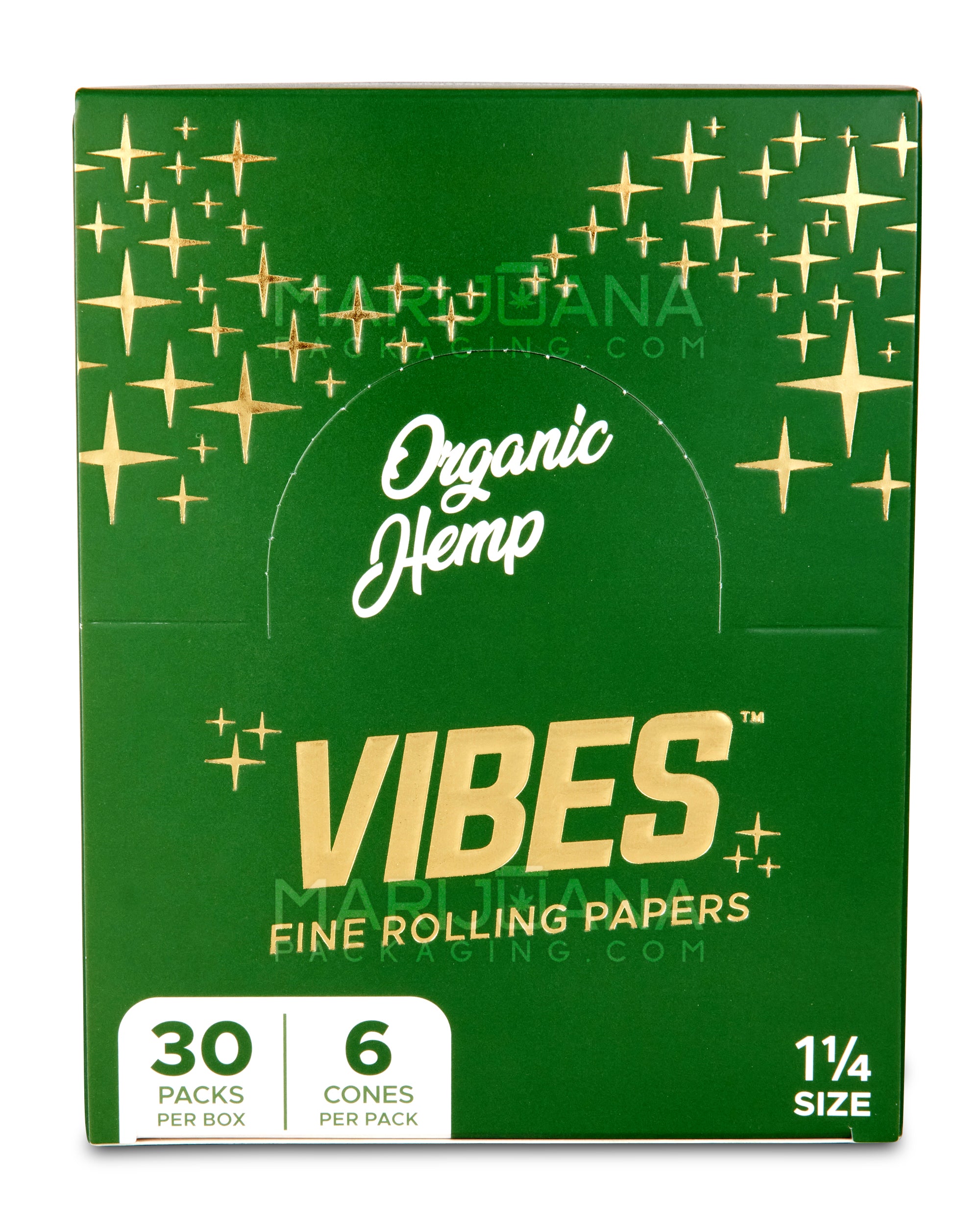 VIBES | 'Retail Display' 1 1/4 Size Organic Hemp Pre-Rolled Cones | 84mm - Hemp Paper - 30 Count - 4