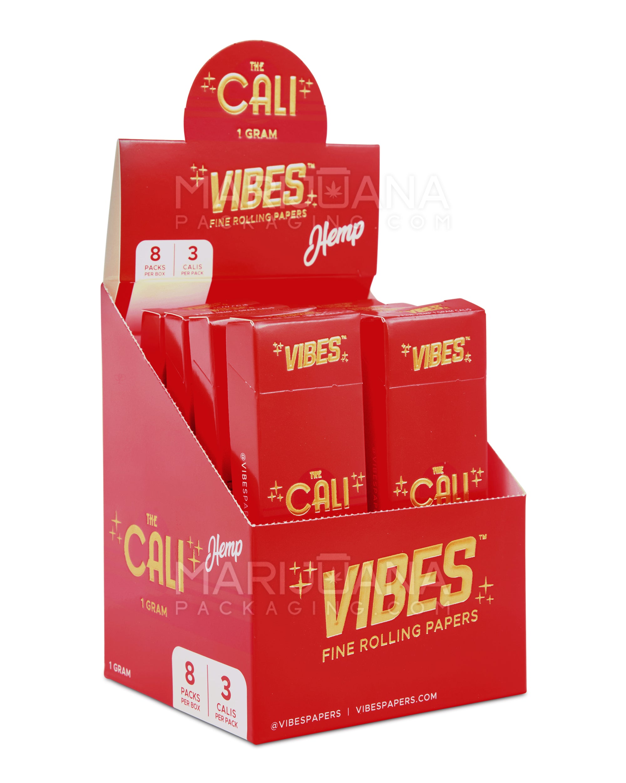 VIBES | 'Retail Display' The Cali 1 Gram Pre-Rolled Cones | 110mm - Hemp Paper - 24 Count - 1