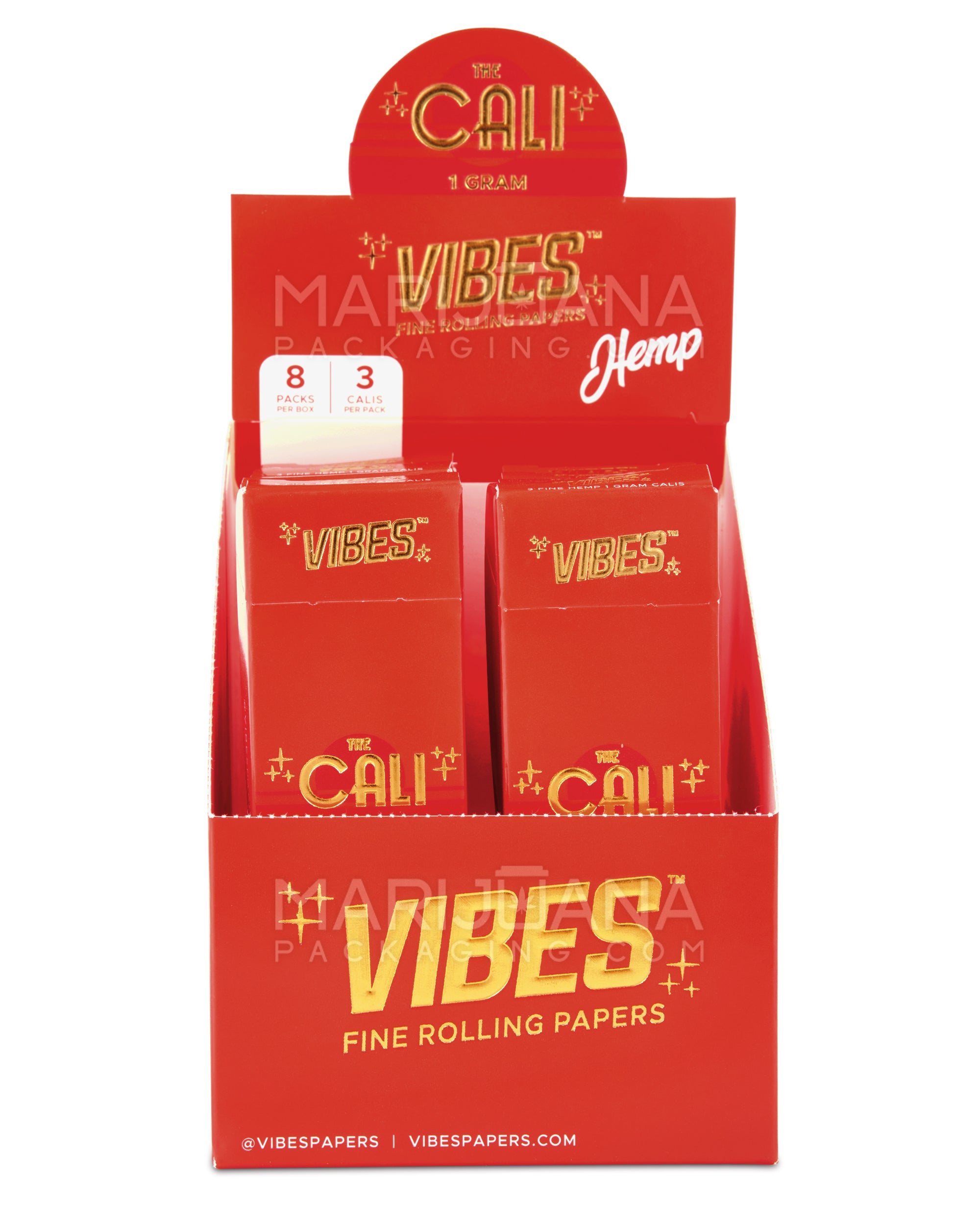 VIBES | 'Retail Display' The Cali 1 Gram Pre-Rolled Cones | 110mm - Hemp Paper - 24 Count - 2