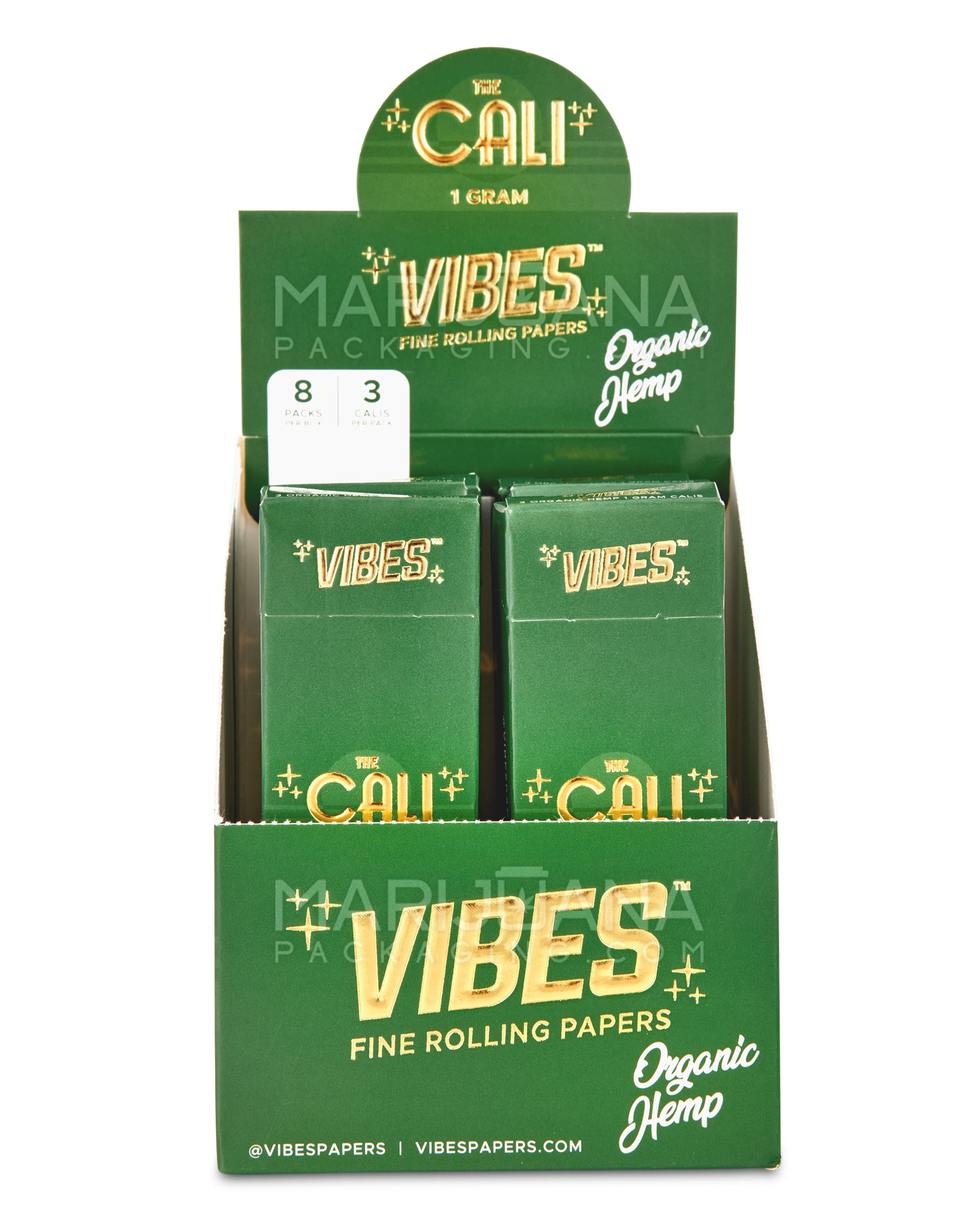 VIBES | 'Retail Display' The Cali 1 Gram Organic Pre-Rolled Cones | 110mm - Hemp Paper - 24 Count - 2