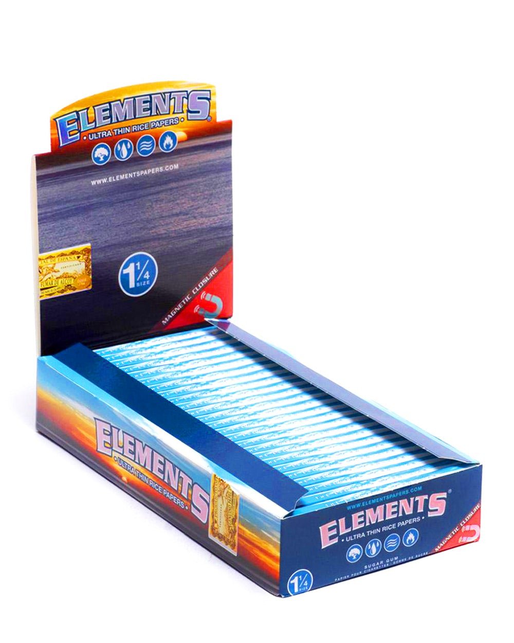 ELEMENTS | 'Retail Display' 1 1/4 Size Ultra Thin Rolling Papers | 83mm - Rice Paper - 25 Count - 1