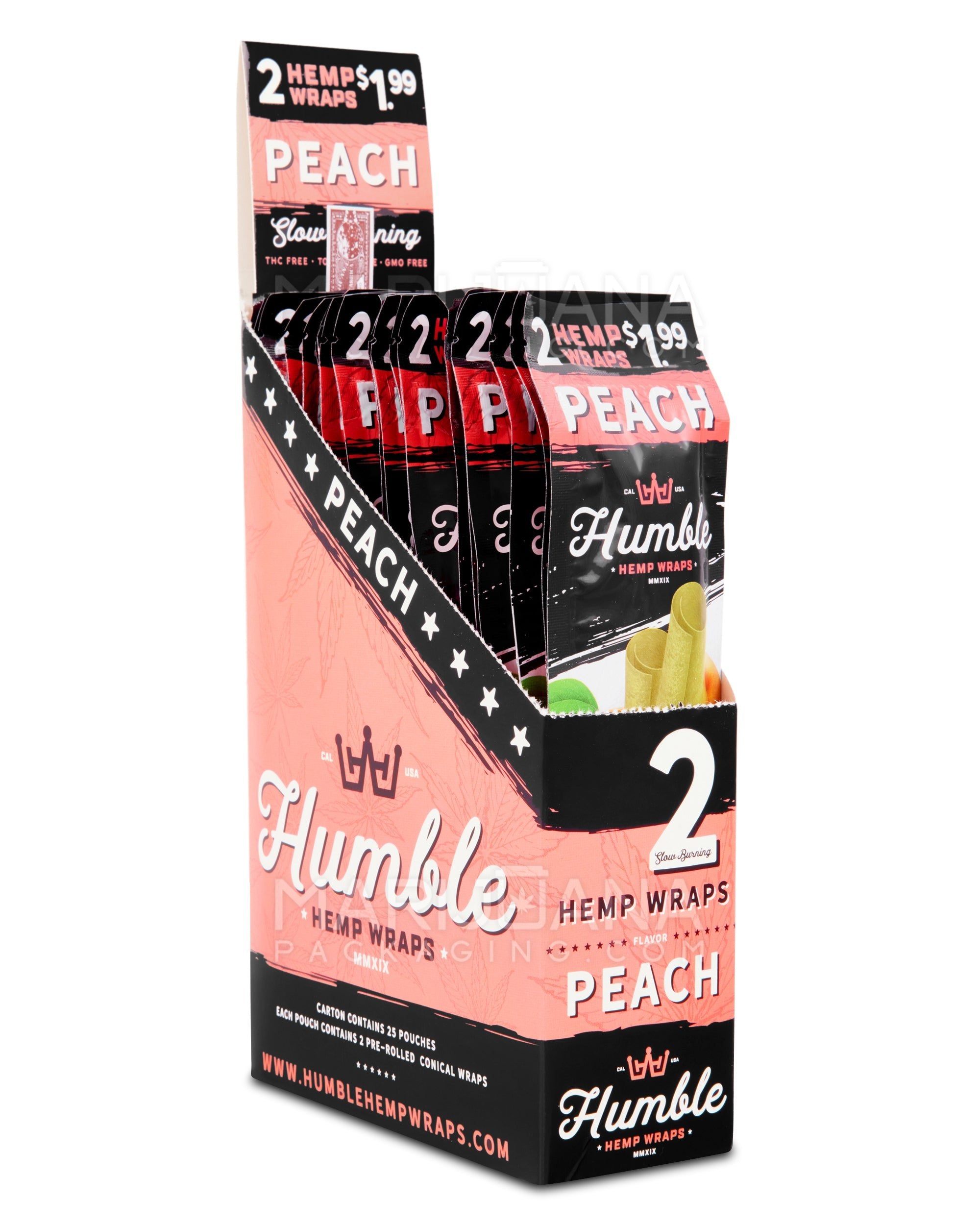 HUMBLE | 'Retail Display' Natural Hemp Blunt Wraps | 108mm - Peach - 25 Count - 1