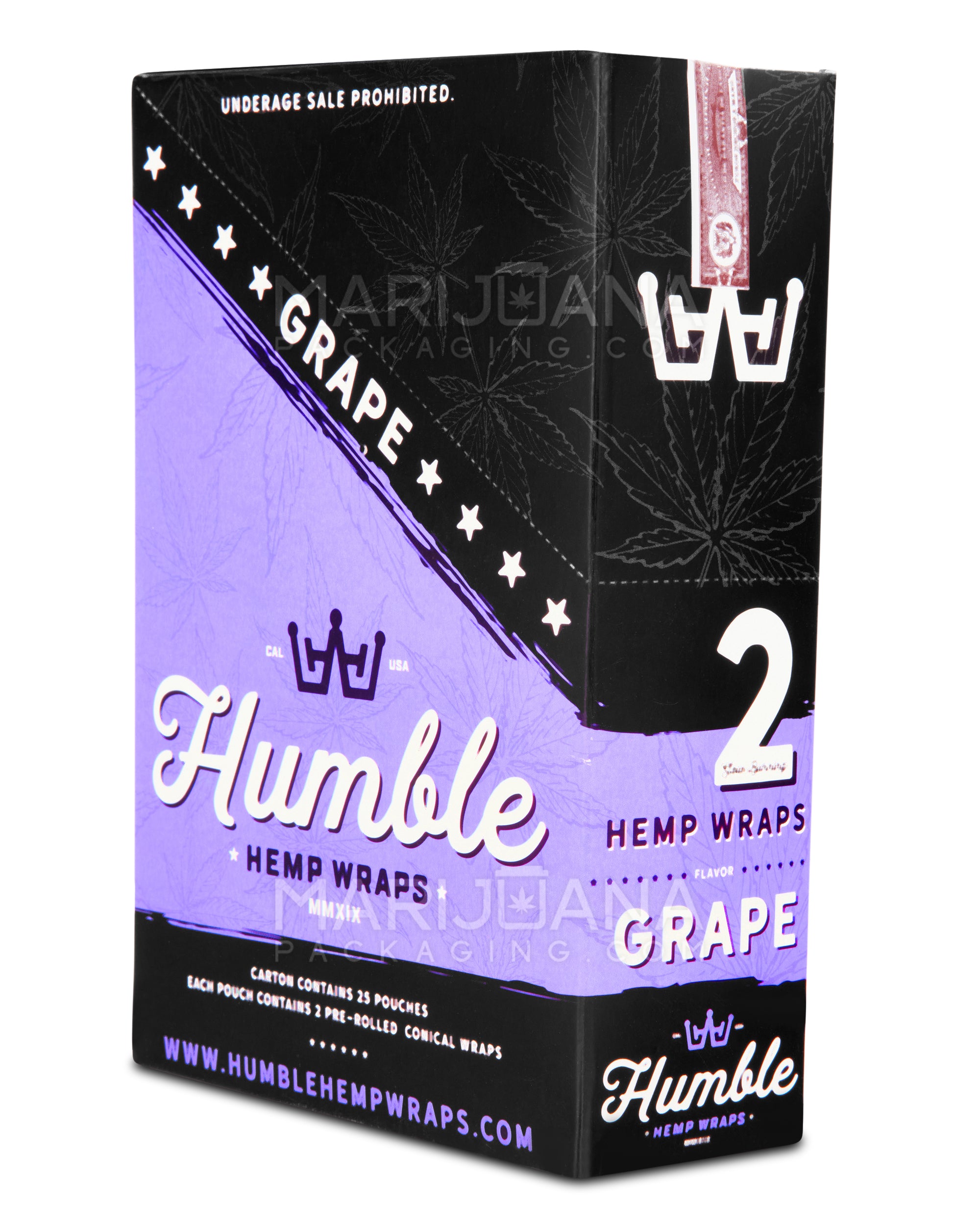 HUMBLE | 'Retail Display' Natural Hemp Blunt Wraps | 108mm - Grape - 25 Count - 4