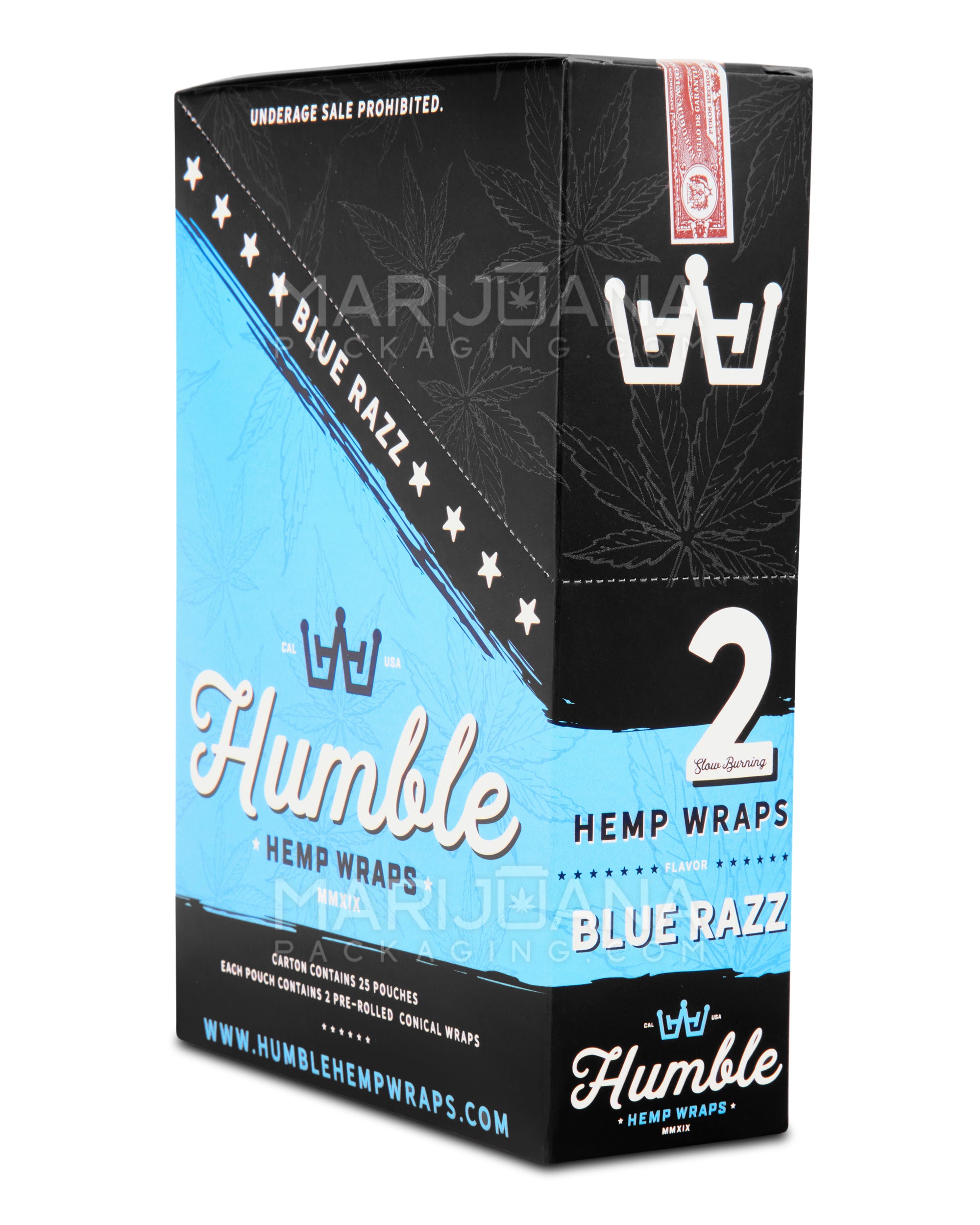 HUMBLE | 'Retail Display' Natural Hemp Blunt Wraps | 108mm - Blue Razz - 25 Count - 4