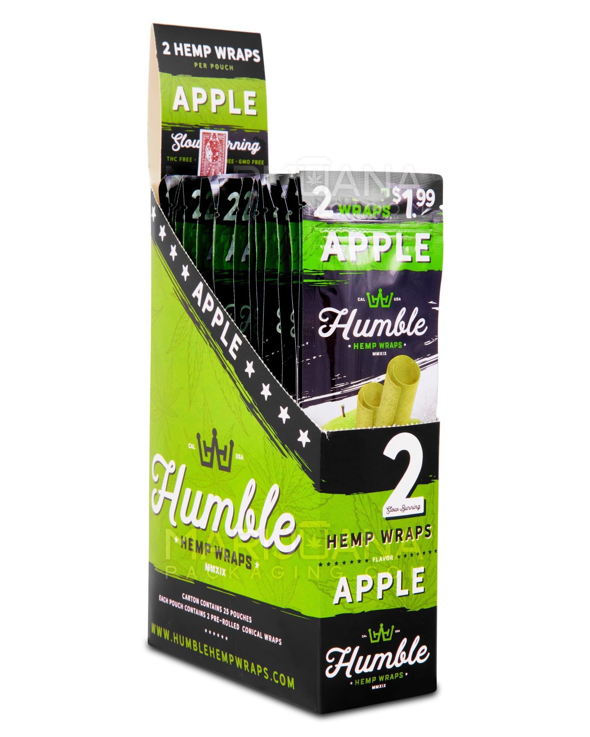 HUMBLE | 'Retail Display' Natural Hemp Blunt Wraps | 108mm - Apple - 25 Count - 1