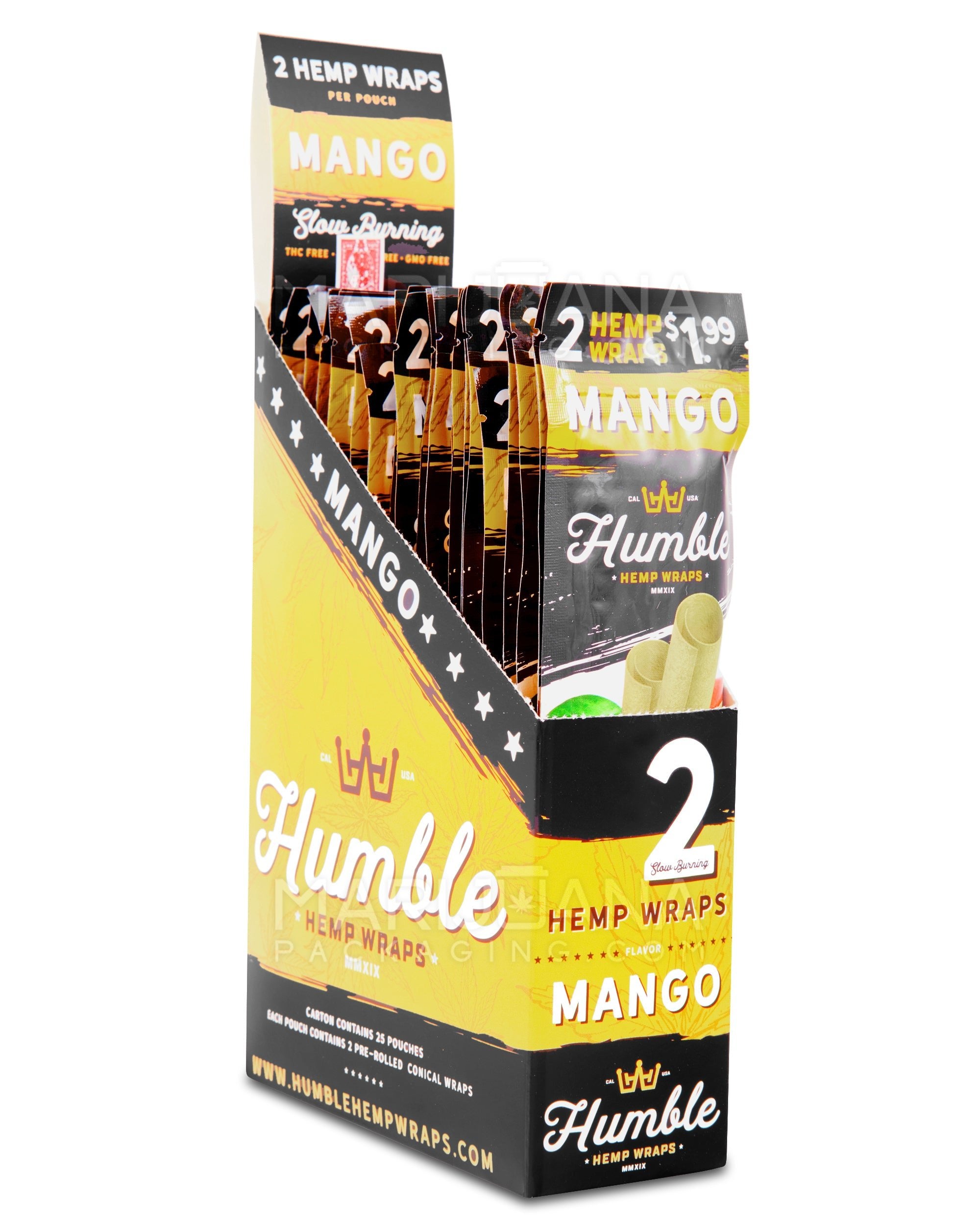 HUMBLE | 'Retail Display' Natural Hemp Blunt Wraps | 108mm - Mango - 25 Count - 1