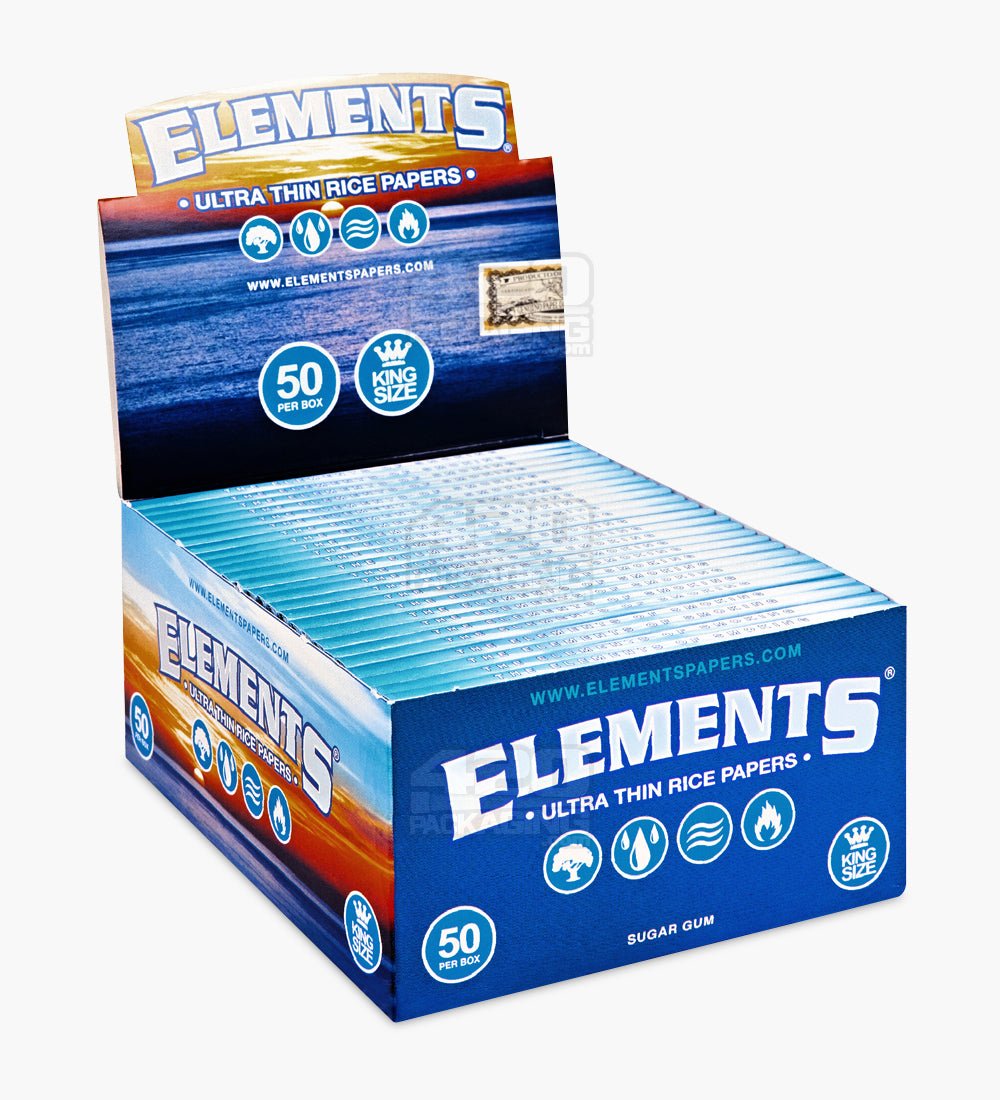 Elements 110mm King Size Ultra Thin Rice Rolling Papers 50/Box - 1