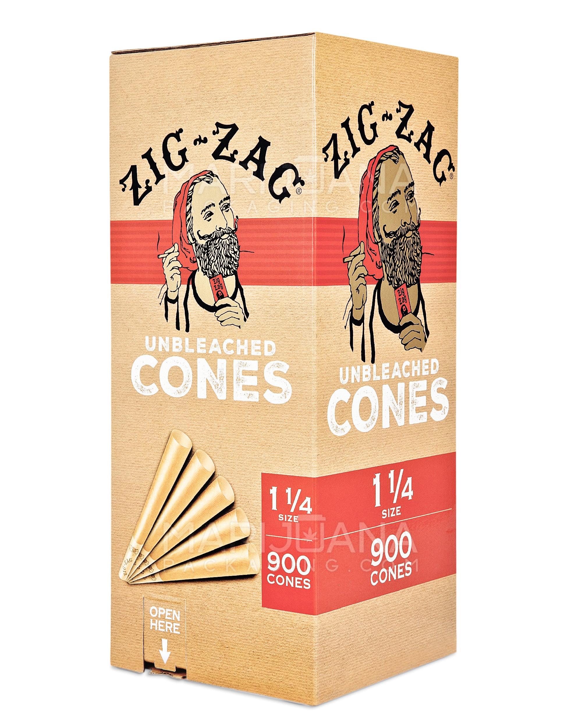ZIG ZAG | 1 1/4 Size Pre-Rolled Cones | 84mm - Unbleached Paper - 900 Count - 1