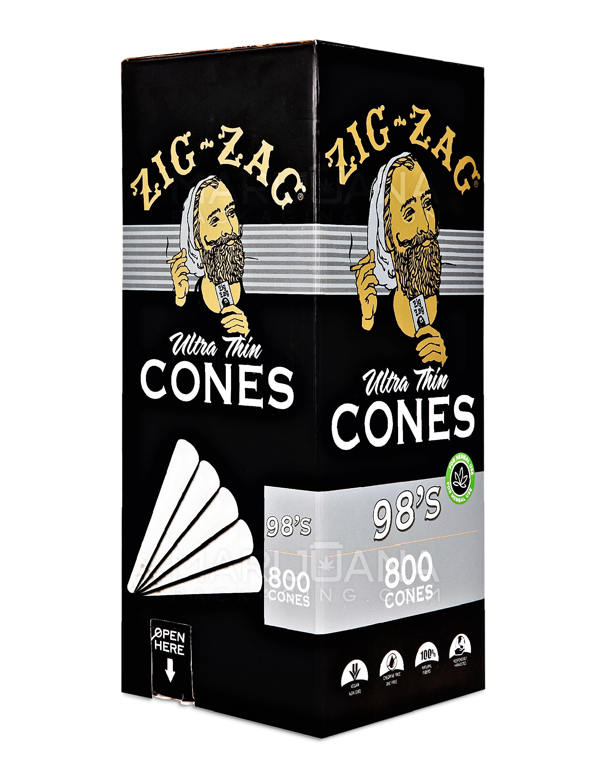 ZIG ZAG | 98 Size Pre-Rolled Cones | 98mm - Ultra Thin Paper - 800 Count - 1