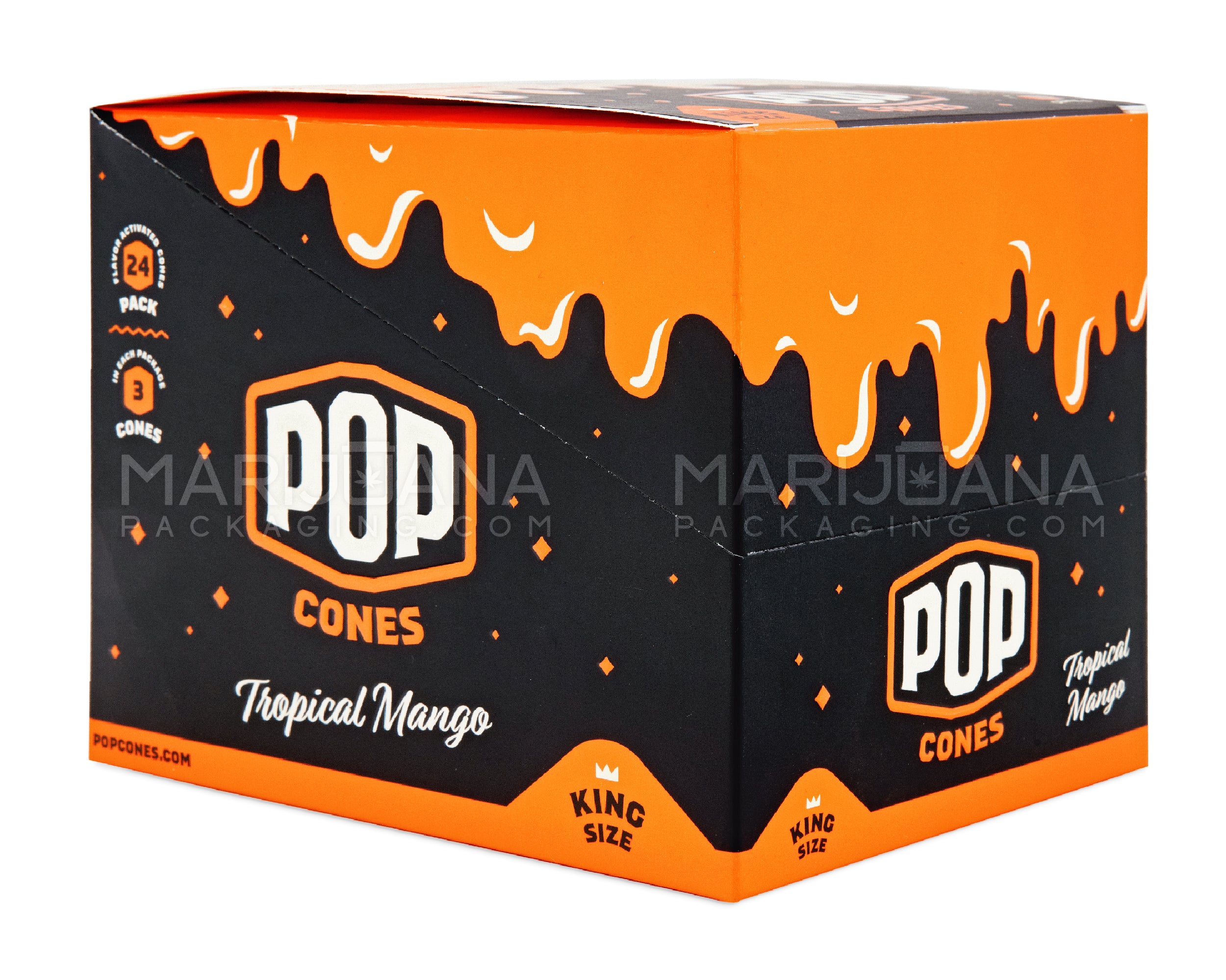 POP CONES | 'Retail Display' King Size Pre-Rolled Cones | 109mm - Tropical Mango - 24 Count - 6