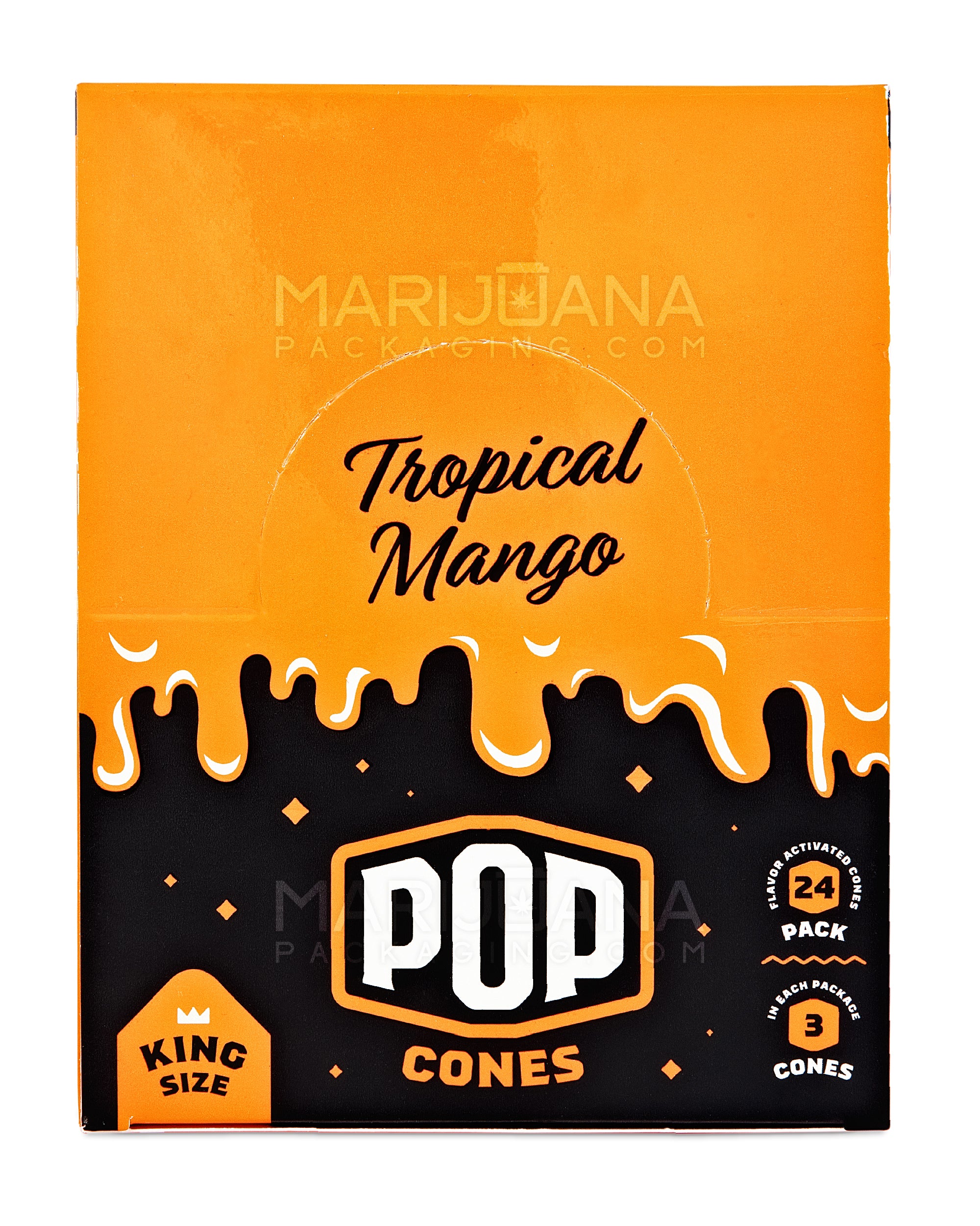POP CONES | 'Retail Display' King Size Pre-Rolled Cones | 109mm - Tropical Mango - 24 Count - 7