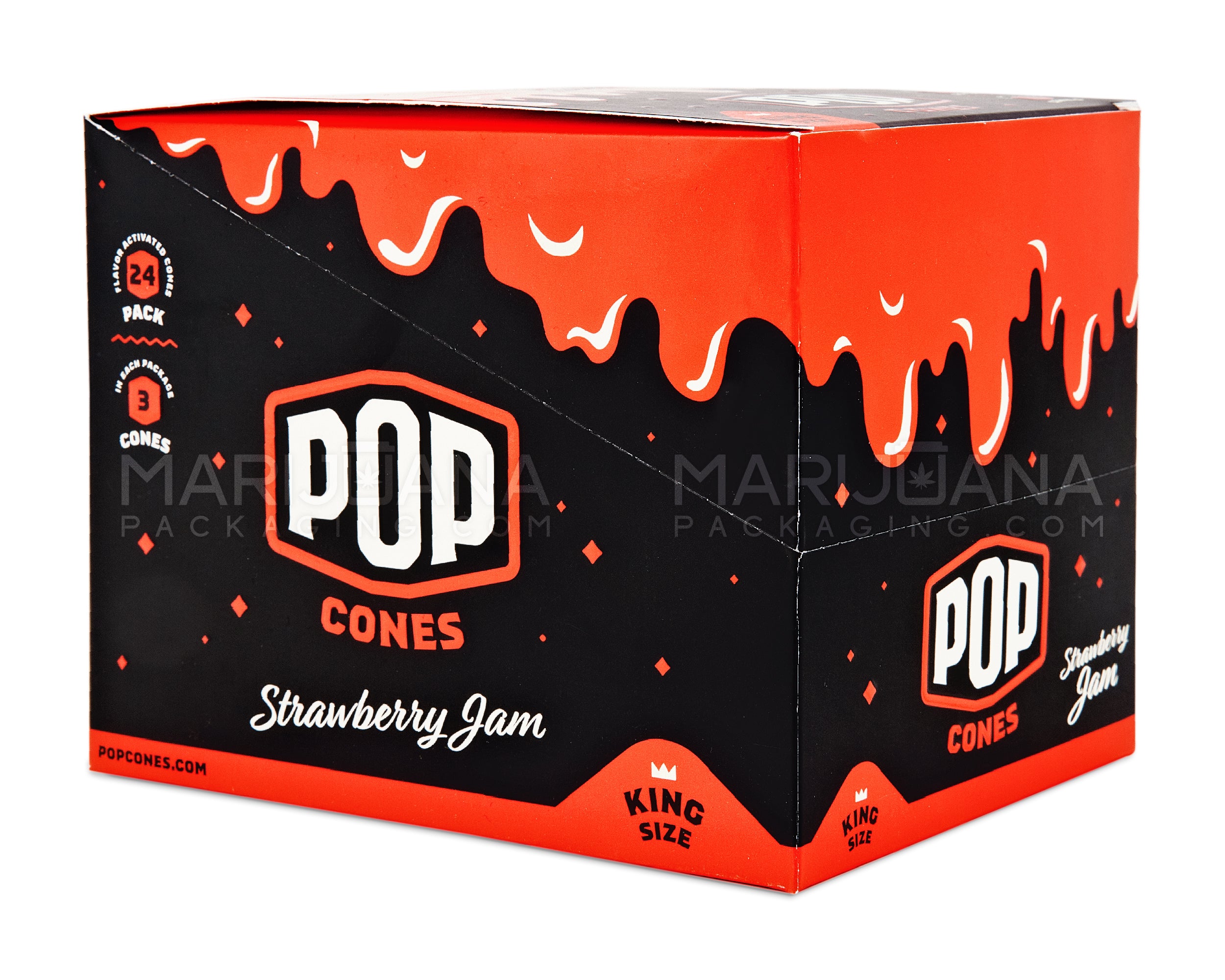 POP CONES | 'Retail Display' King Size Pre-Rolled Cones | 109mm - Strawberry Jam - 24 Count - 6