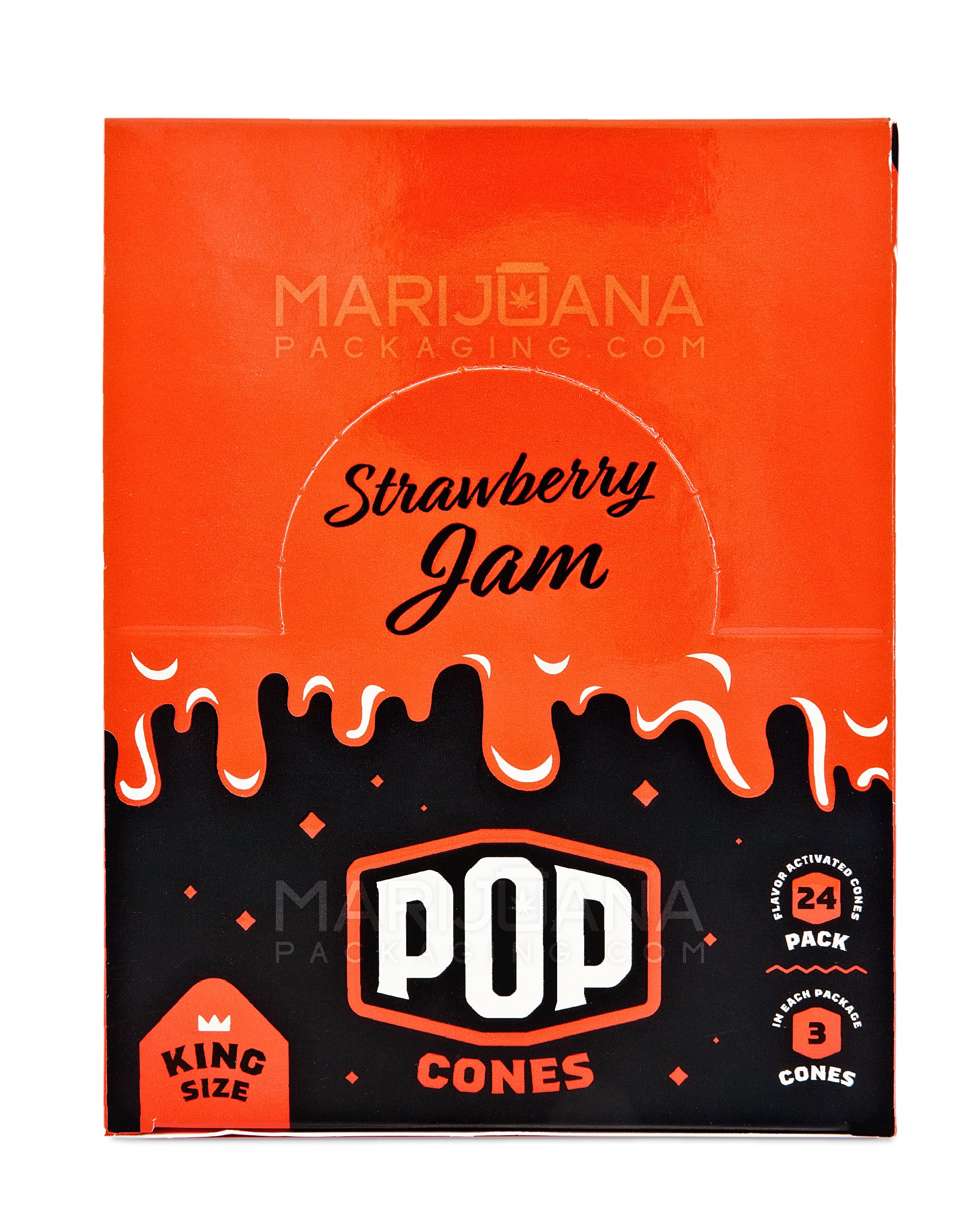 POP CONES | 'Retail Display' King Size Pre-Rolled Cones | 109mm - Strawberry Jam - 24 Count - 7