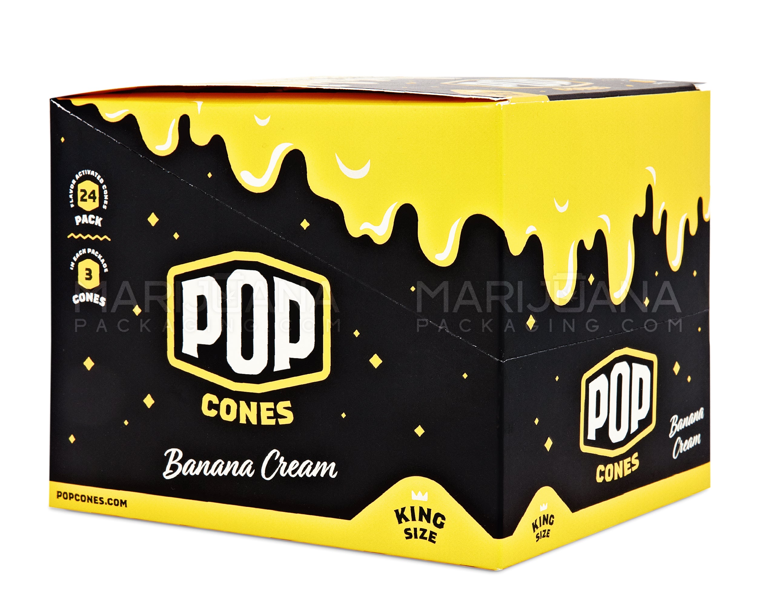 POP CONES | 'Retail Display' King Size Pre-Rolled Cones | 109mm - Banana Cream - 24 Count - 6