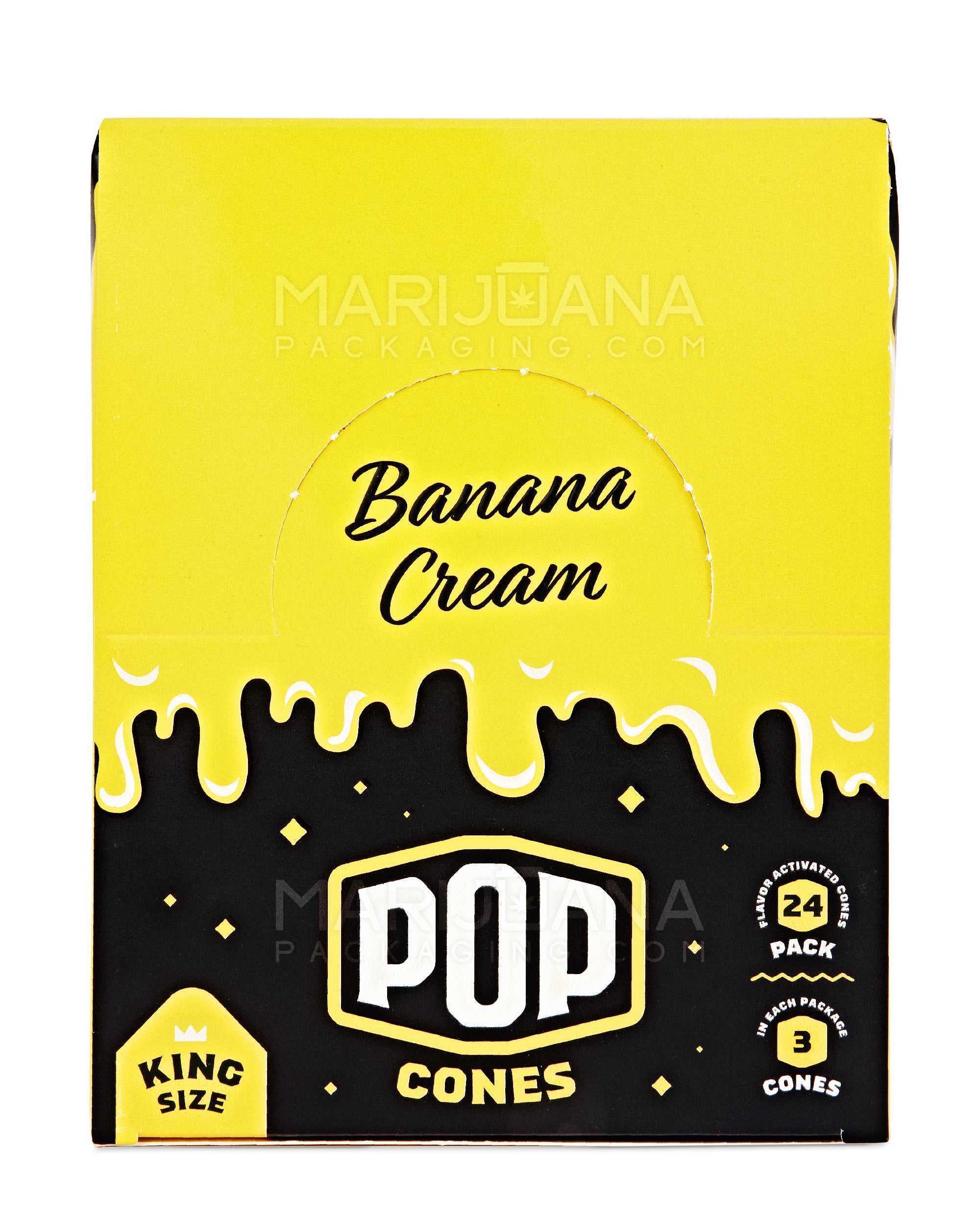 POP CONES | 'Retail Display' King Size Pre-Rolled Cones | 109mm - Banana Cream - 24 Count - 7