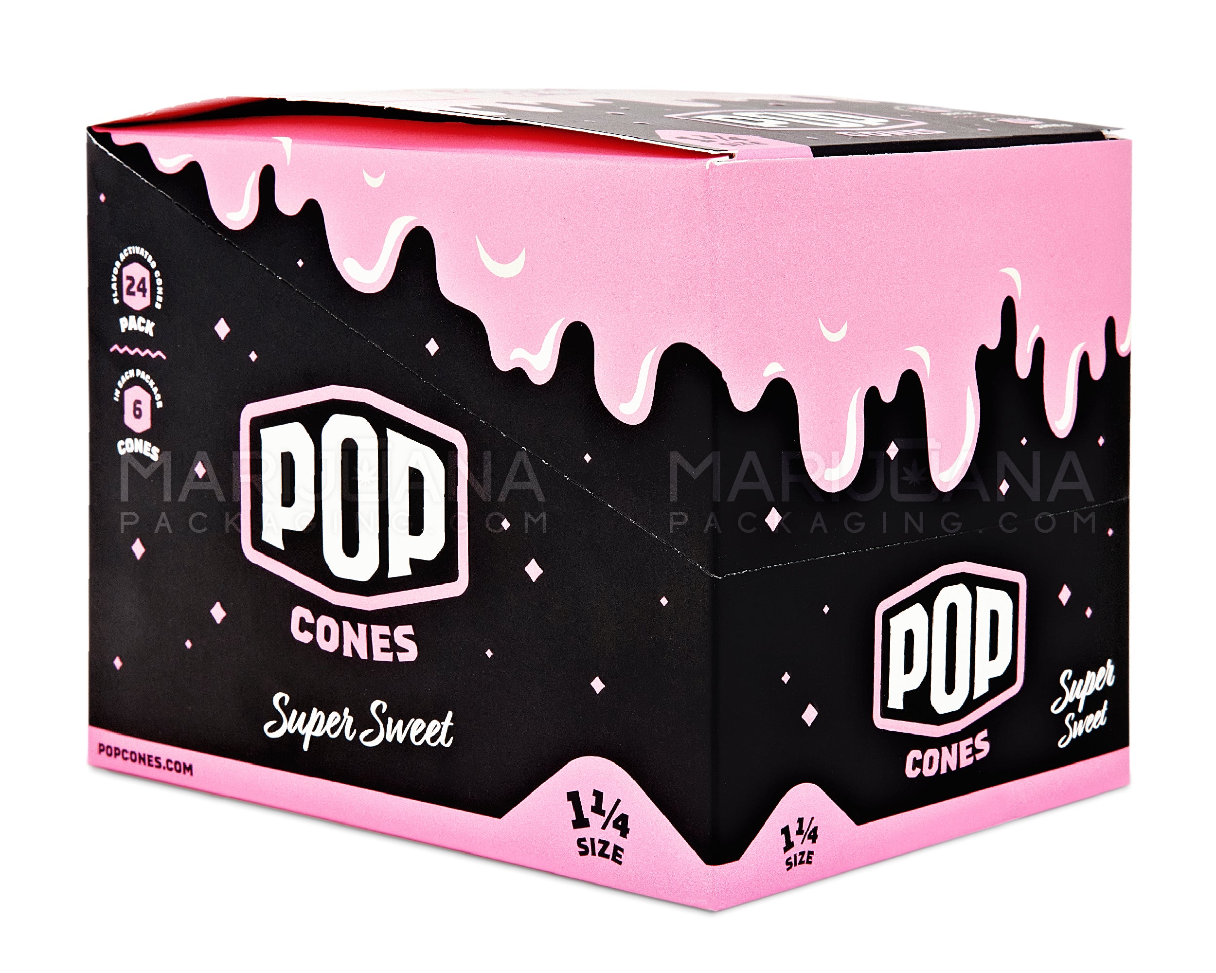 POP CONES | 'Retail Display' 1 1/4 Size Pre-Rolled Cones | 84mm - Super Sweet - 24 Count - 6
