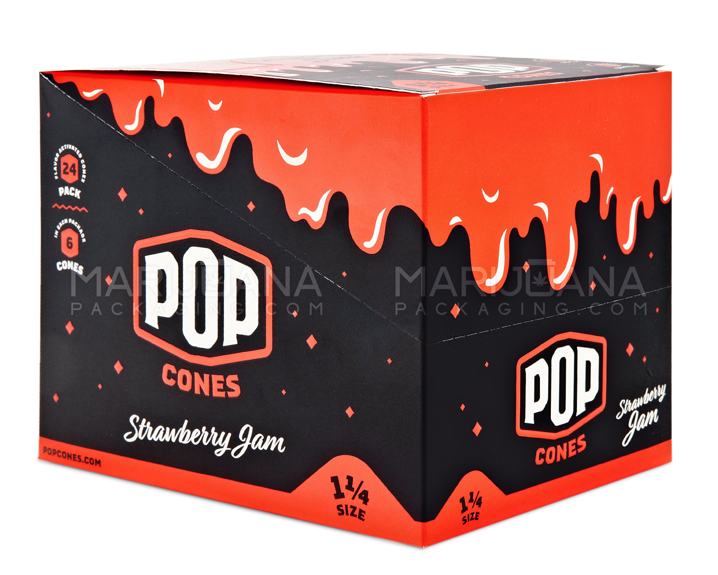 POP CONES | 'Retail Display' 1 1/4 Size Pre-Rolled Cones | 84mm - Strawberry Jam - 24 Count - 6
