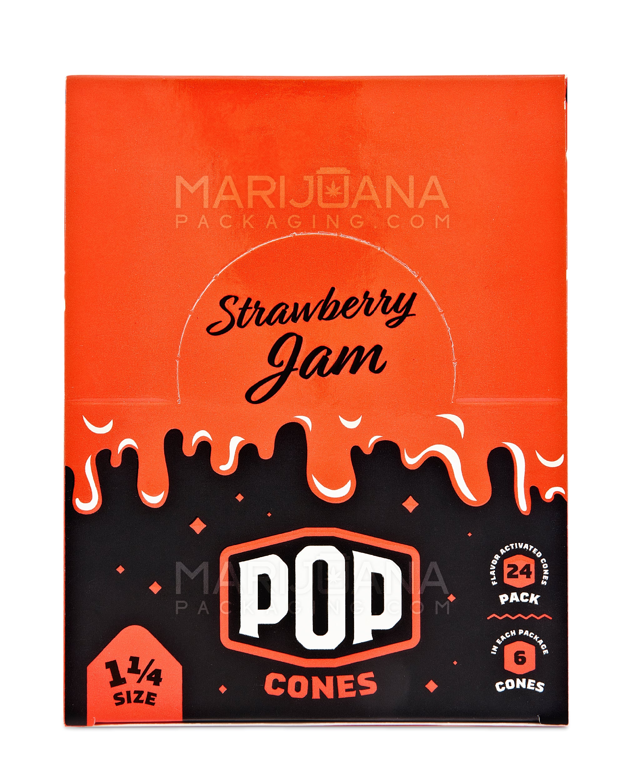 POP CONES | 'Retail Display' 1 1/4 Size Pre-Rolled Cones | 84mm - Strawberry Jam - 24 Count - 7