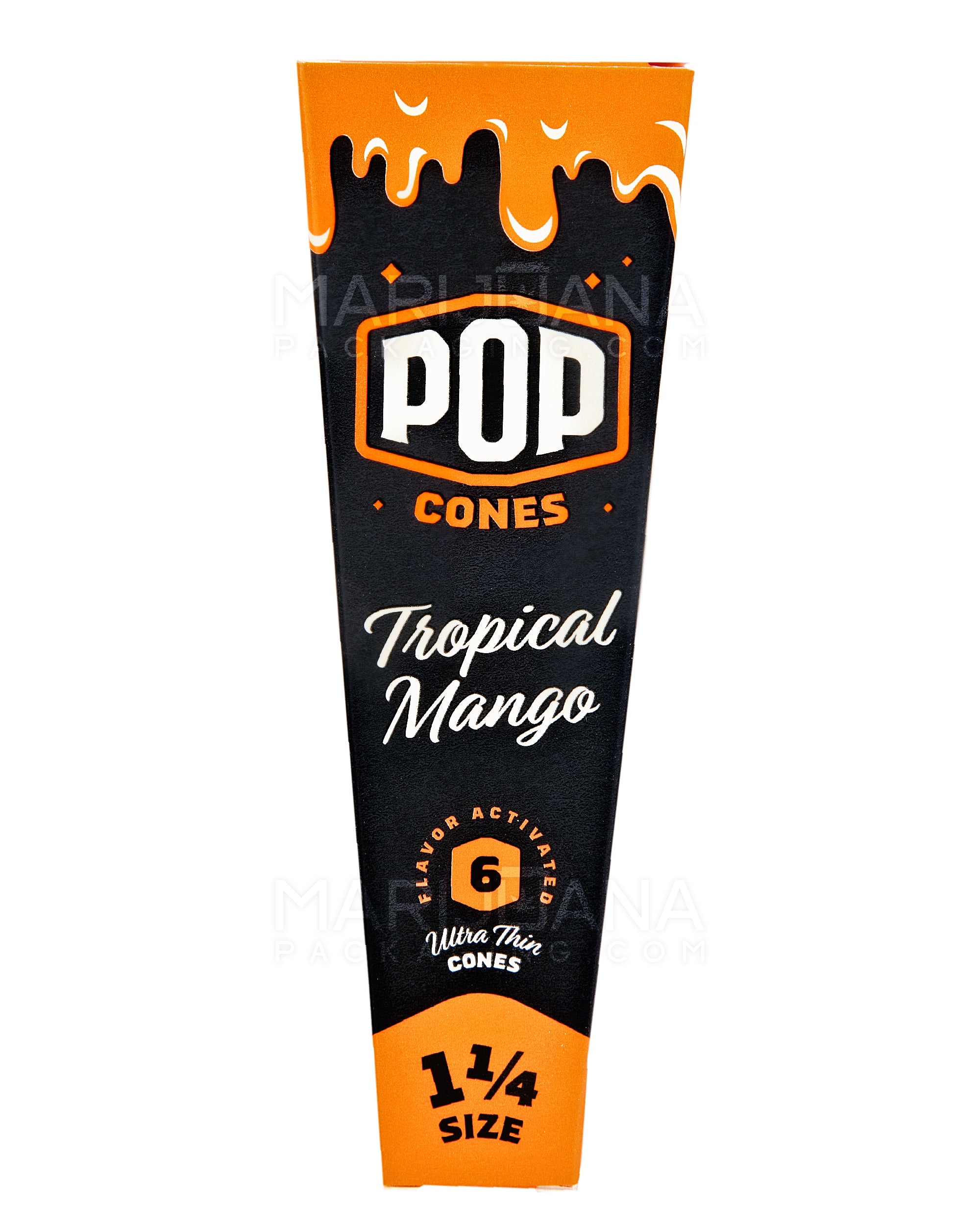 POP CONES | 'Retail Display' 1 1/4 Size Pre-Rolled Cones | 84mm - Tropical Mango - 24 Count - 2