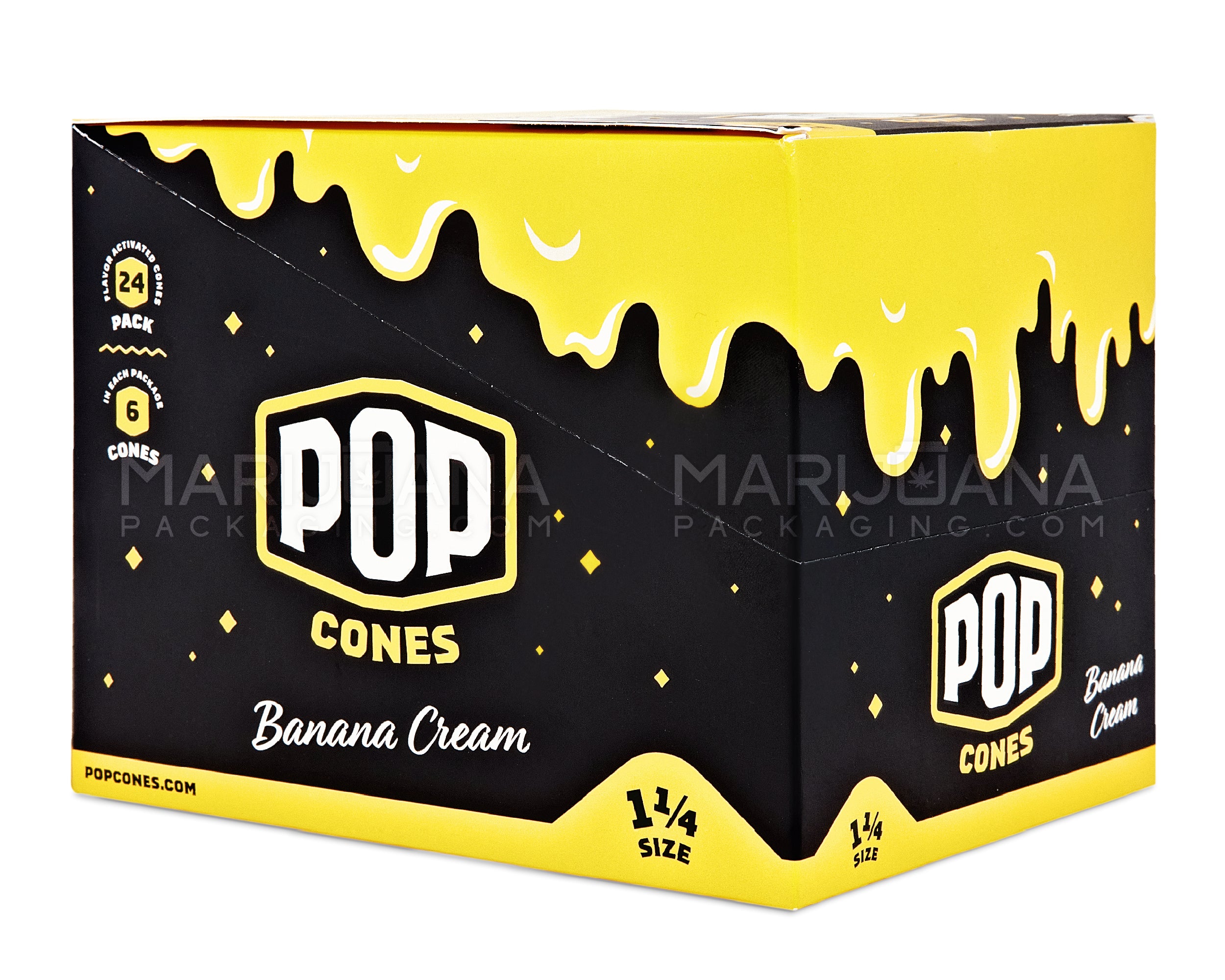 POP CONES | 'Retail Display' 1 1/4 Size Pre-Rolled Cones | 84mm - Banana Cream - 24 Count - 6